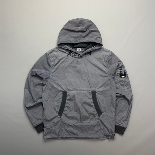 C.P. Company Grey Nylon Hooded Lined Pullover Windbreaker Jacket