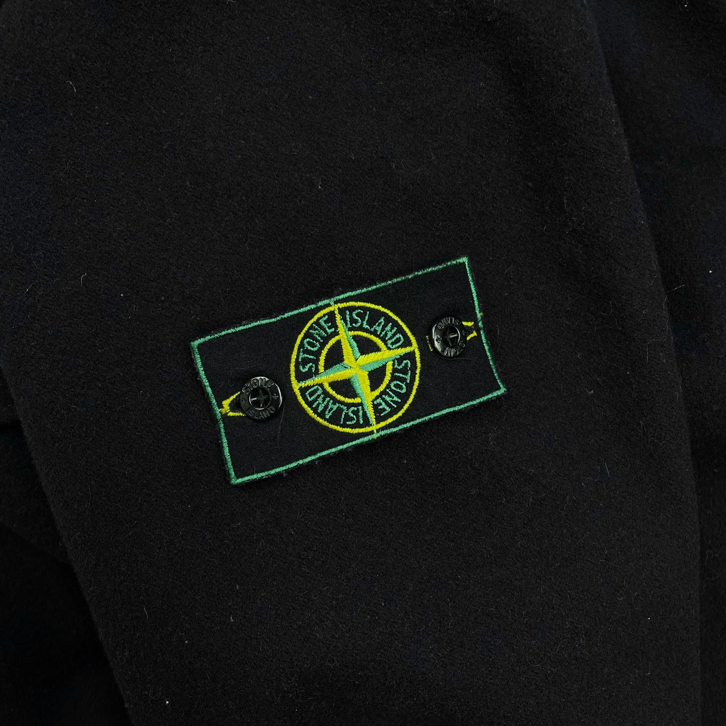 Stone Island Navy AW98 Wool Button-Up Green Edge Badge Overcoat