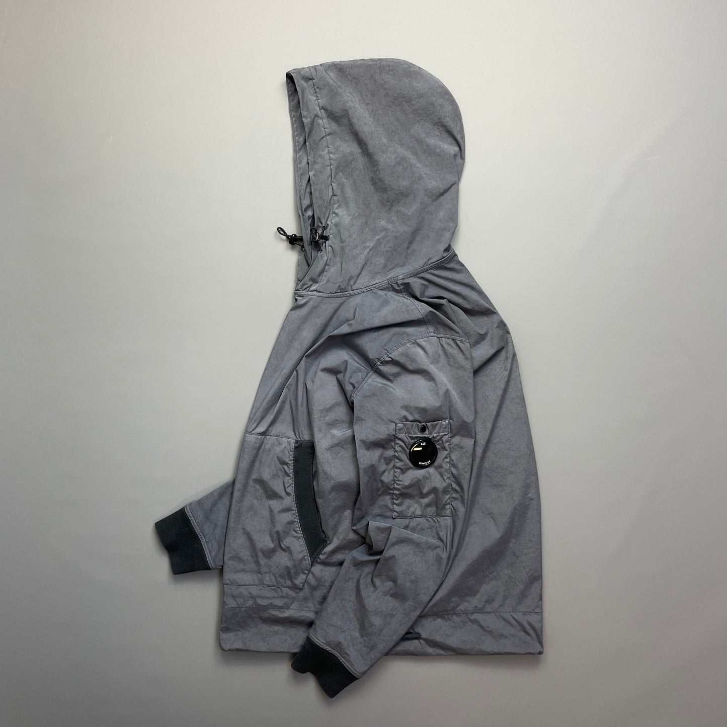 C.P. Company Grey Nylon Hooded Lined Pullover Windbreaker Jacket