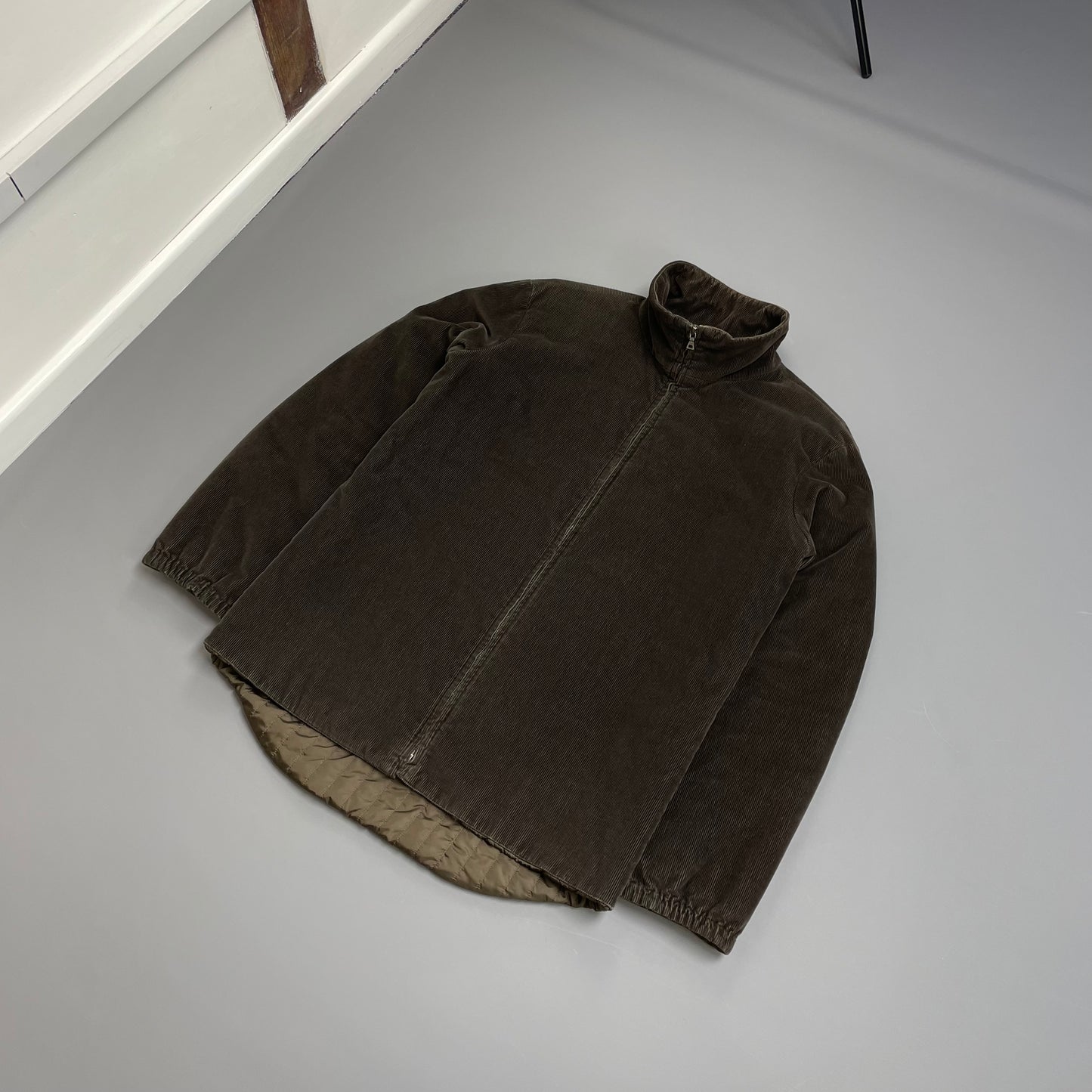 Prada Sport Brown 00s Padded Quilt-Lined Corduroy Jacket