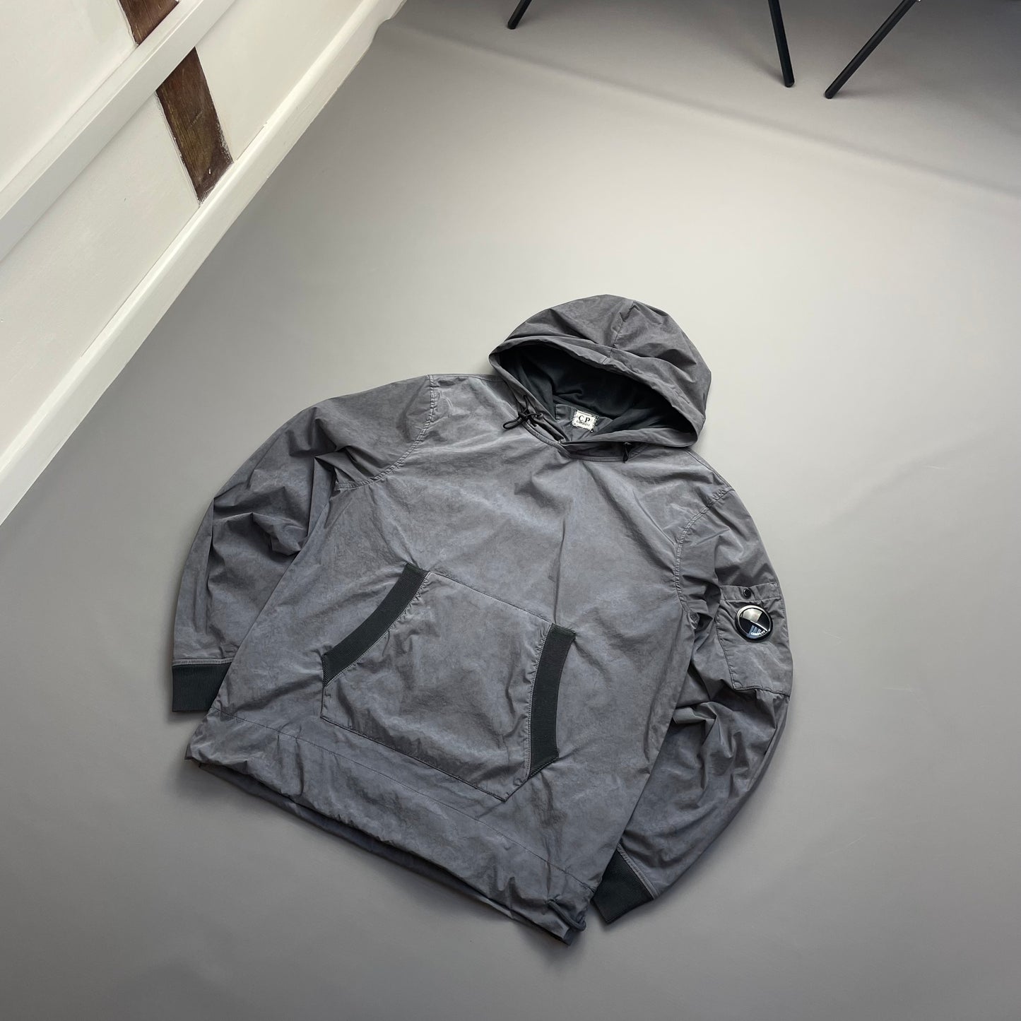 C.P. Company Grey Nylon Hooded Lined Pullover Windbreaker Jacket