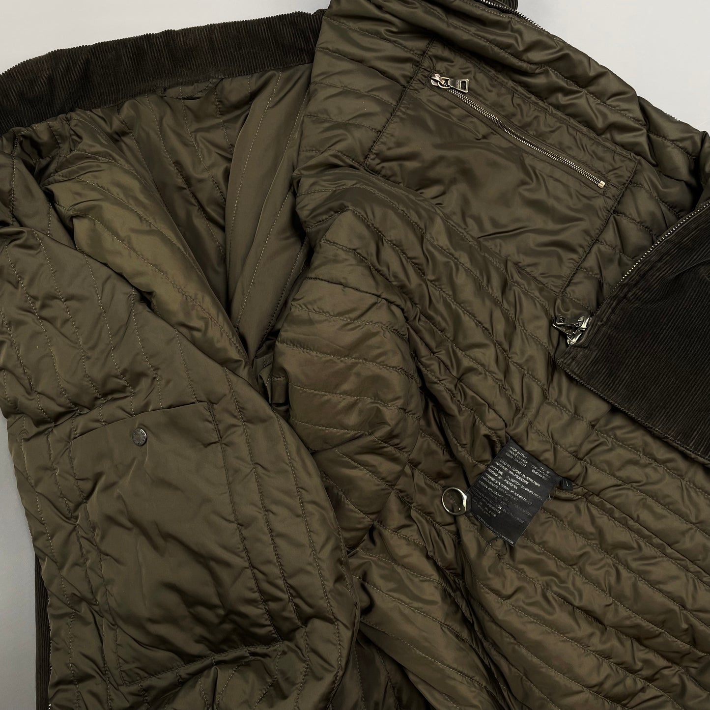 Prada Sport Brown 00s Padded Quilt-Lined Corduroy Jacket