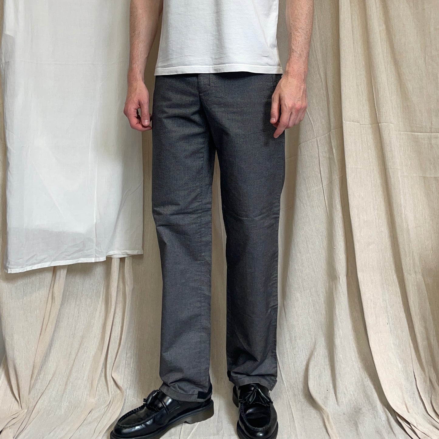 Prada Sport Grey 00s Canvas Cotton Straight Leg Trousers