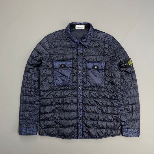 Stone Island Navy Blue SS16 Two-Tone Down Lightweight Puffer Overshirt Jacket