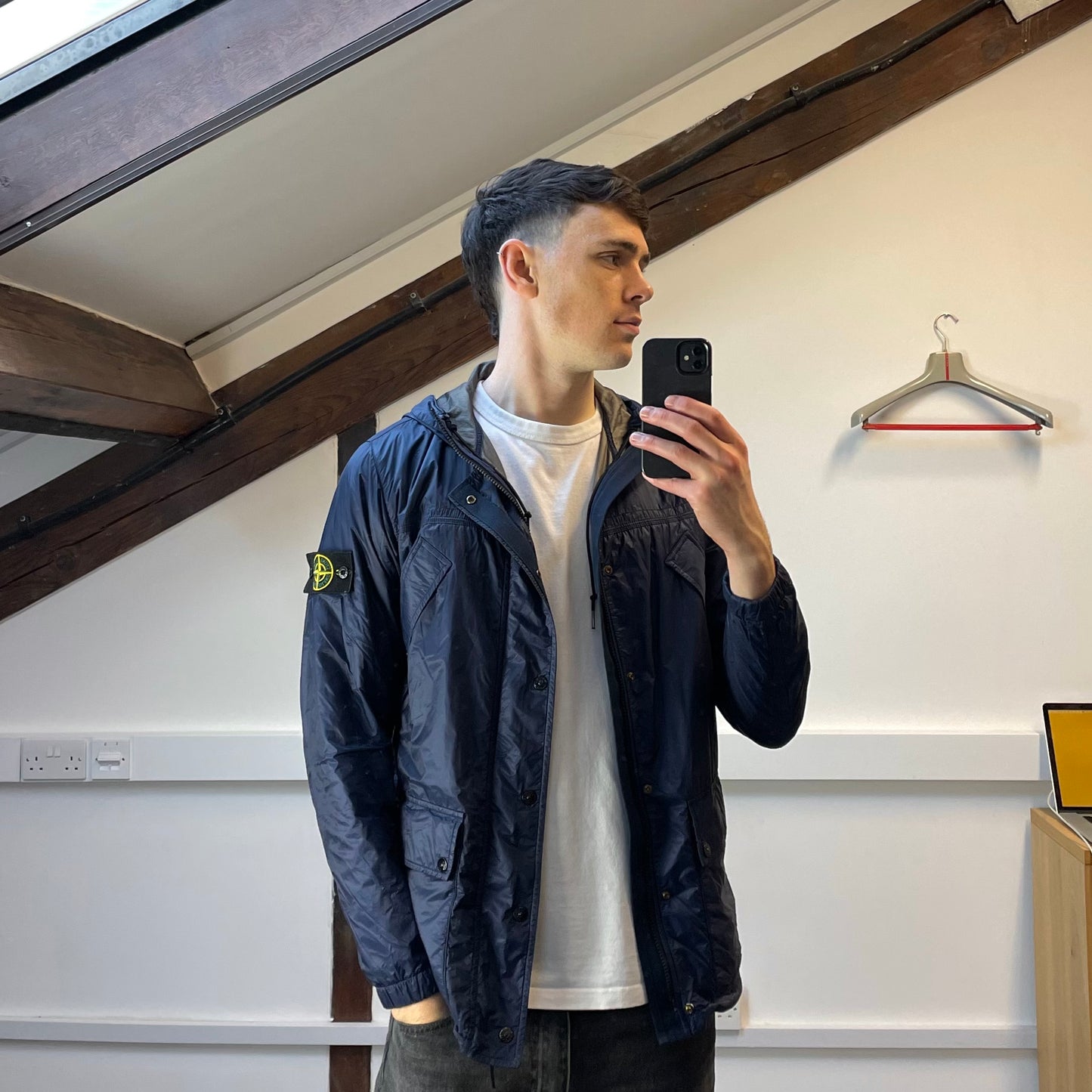 Stone Island Blue SS12 Micro Rip Stop 7 Den / Tyvek Shield Hooded Field Jacket