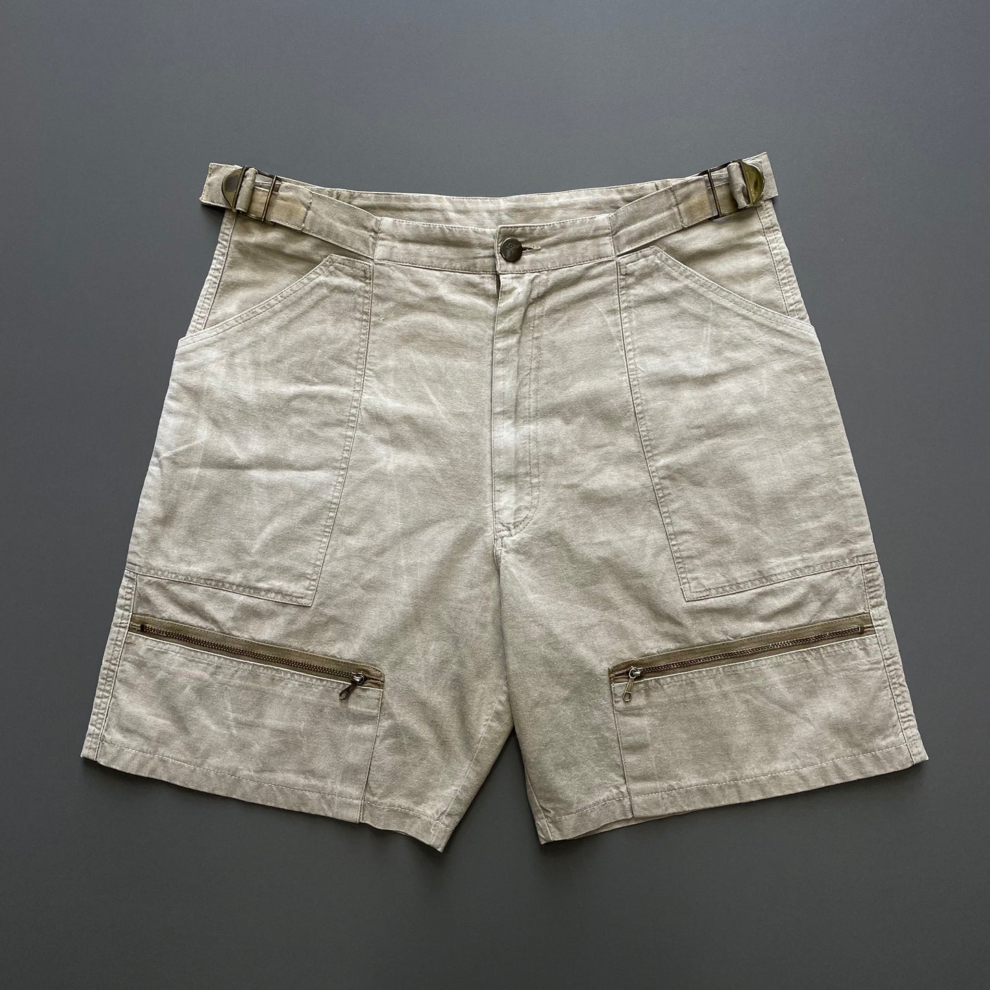 Armani Beige 80s Zip Cargo Shorts