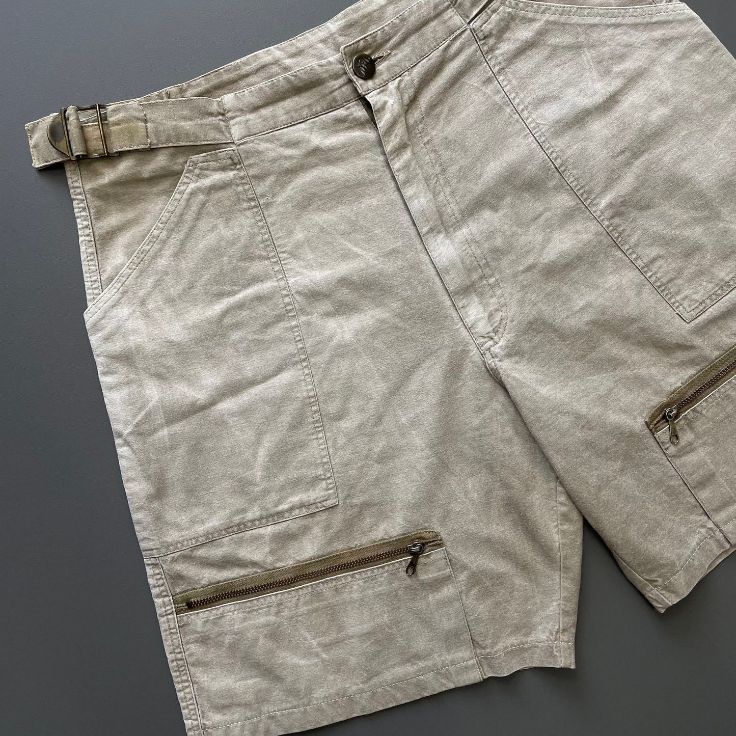 Armani Beige 80s Zip Cargo Shorts