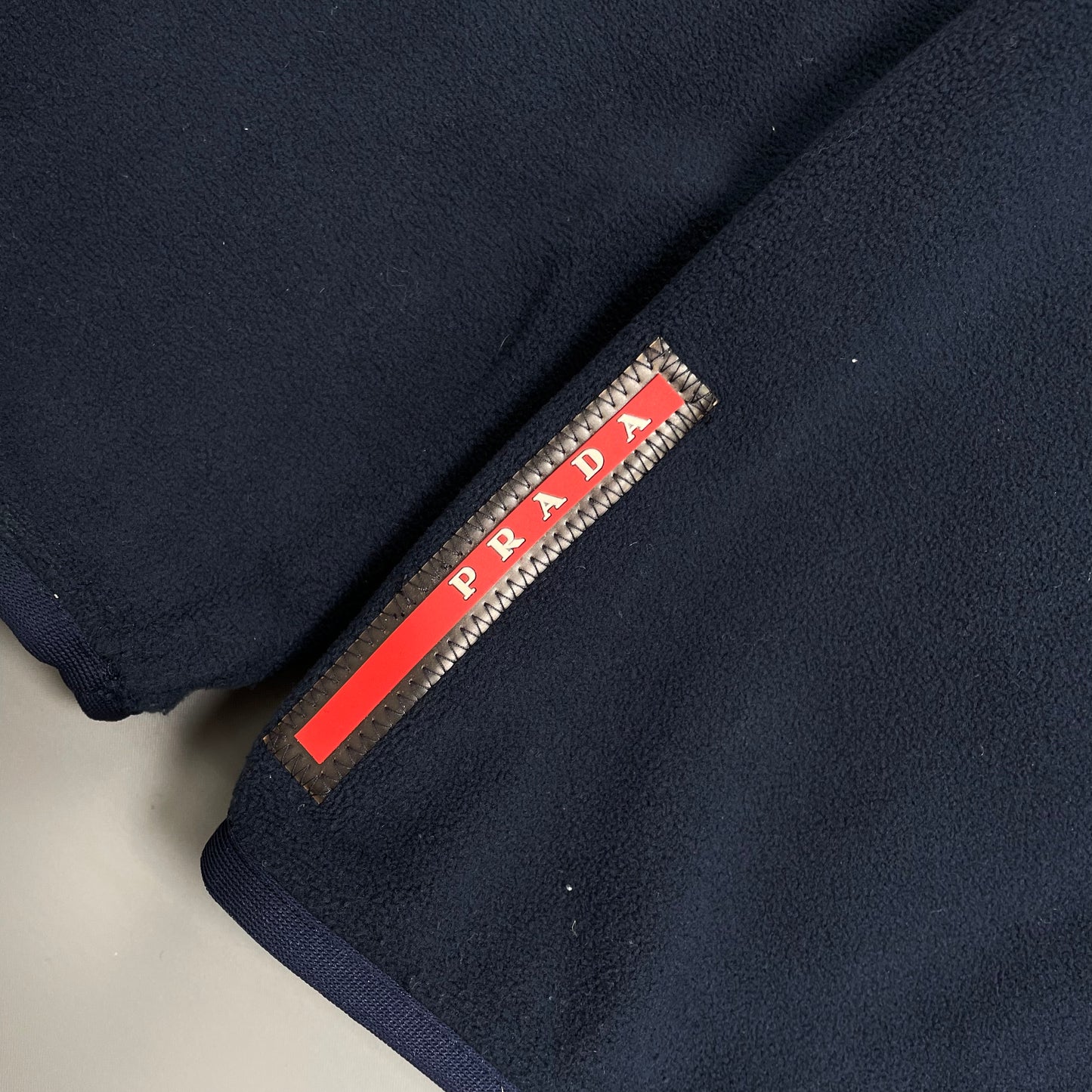 Prada Sport Navy Blue 2012 Reversible Fleece & Wool Knit Zip Cardigan Jacket