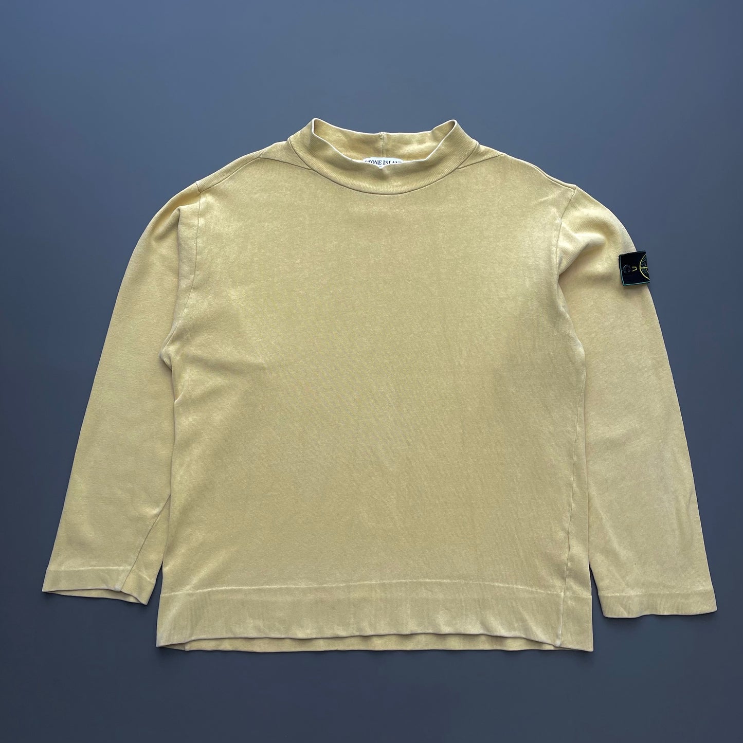 Stone Island Yellow AW97 High-Collar Green Edge Badge Jumper