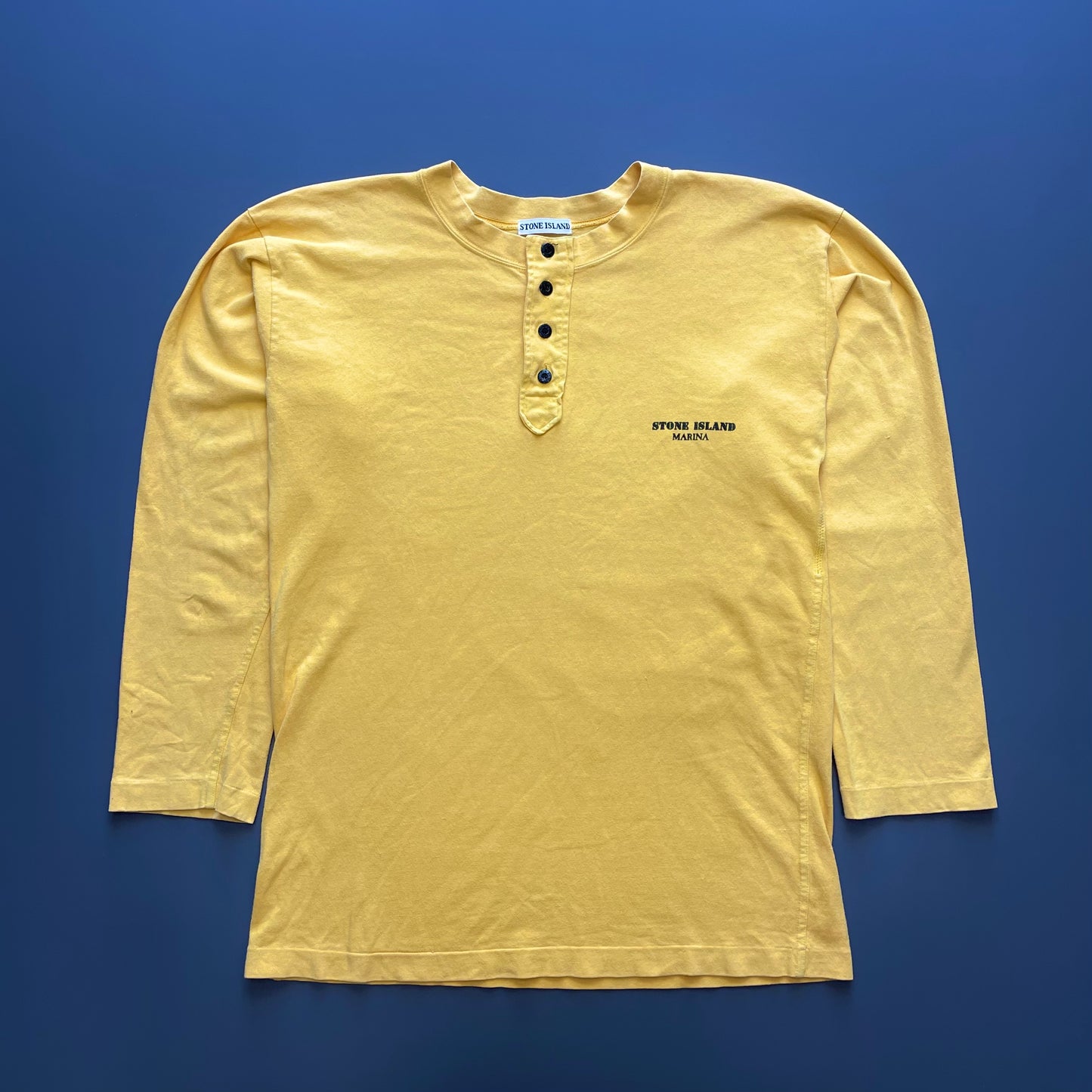 Stone Island Marina Yellow 80s Henley Long Sleeve T-Shirt