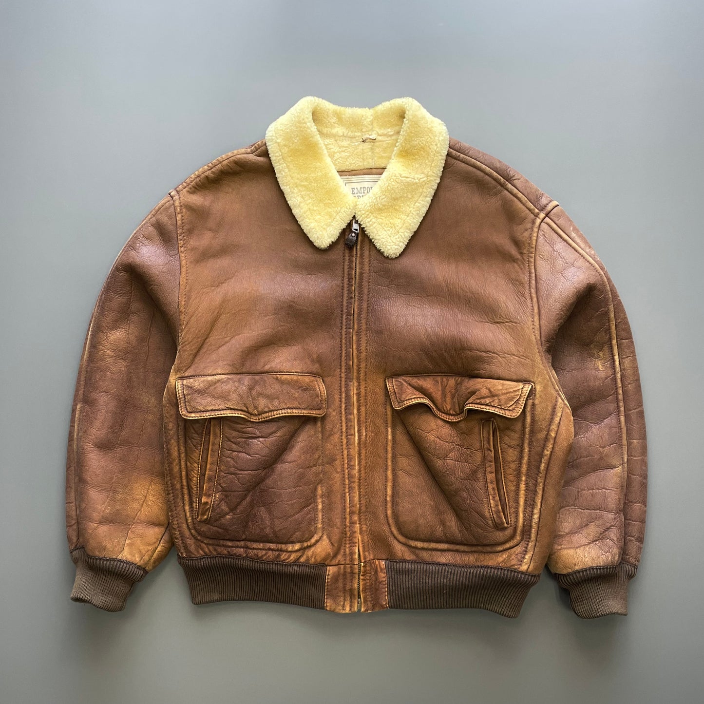 Emporio Armani Brown 80s Shearling Leather Jacket