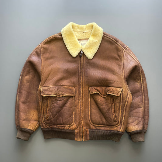 Emporio Armani Brown 80s Shearling Leather Jacket