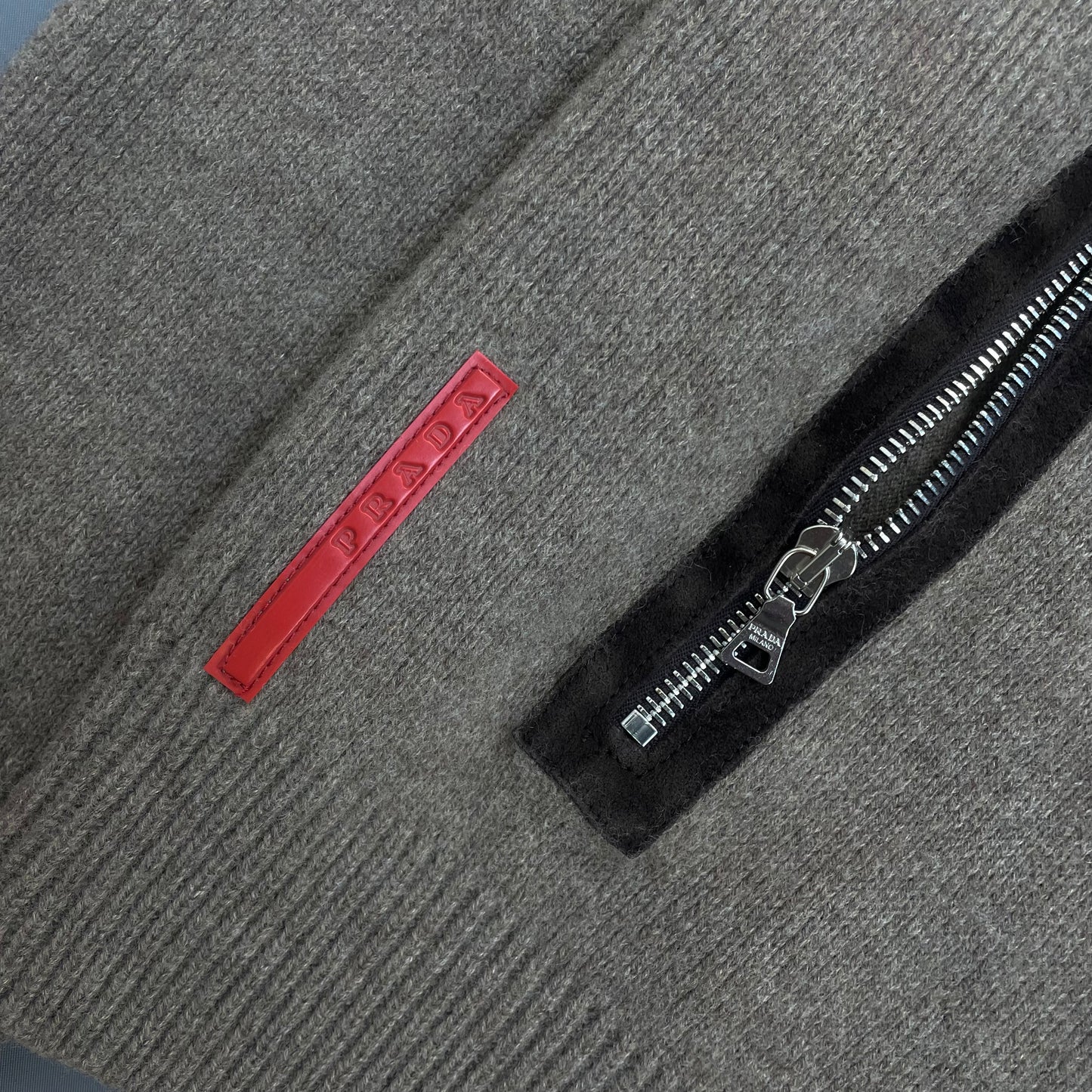 Prada Sport Brown 2012 Leather Suede Wool Knit Zip Cardigan Jacket