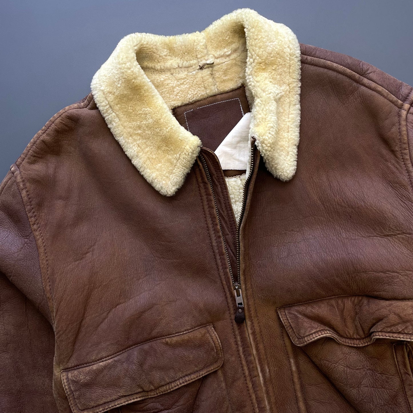 Emporio Armani Brown 80s Shearling Leather Jacket