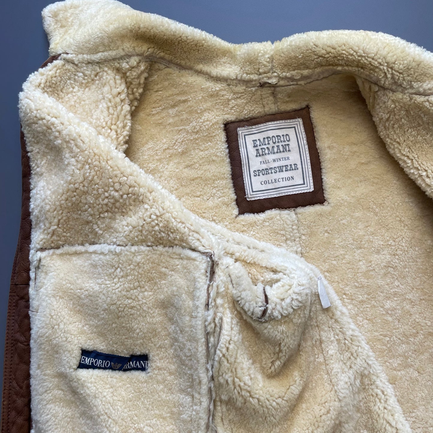 Emporio Armani Brown 80s Shearling Leather Jacket