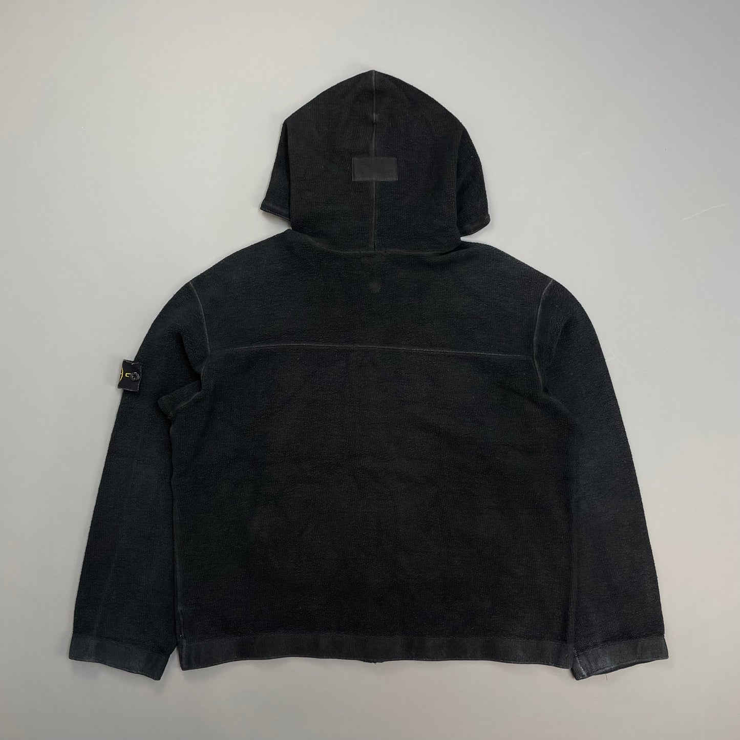 Stone Island Black AW03 Zip-Through Fleece Hooded Jacket
