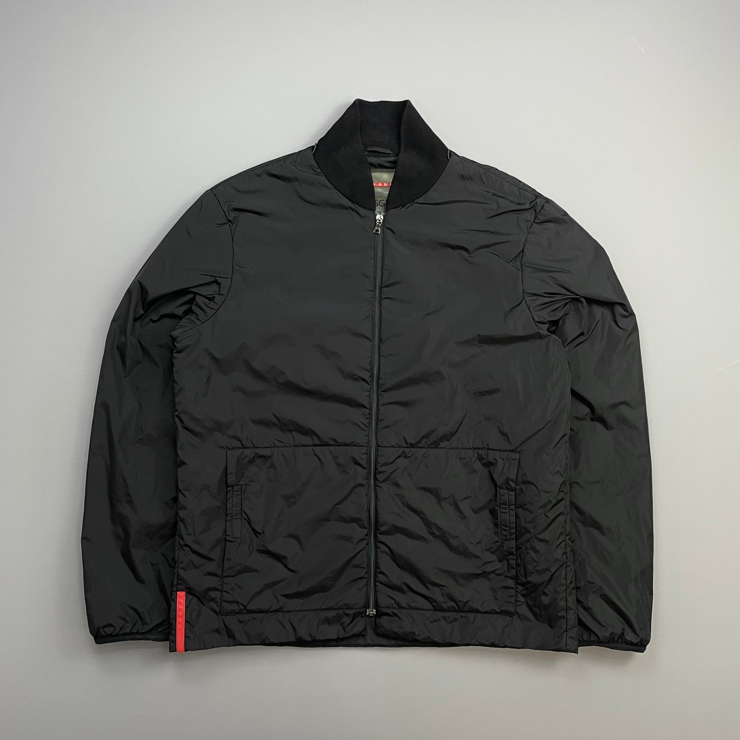 Prada Sport Black 00s Wool & Nylon Padded Liner Bomber Jacket