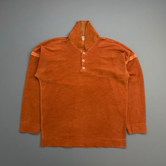 Stone Island Orange 80s Silver Button-Up Collared Spellout Jumper