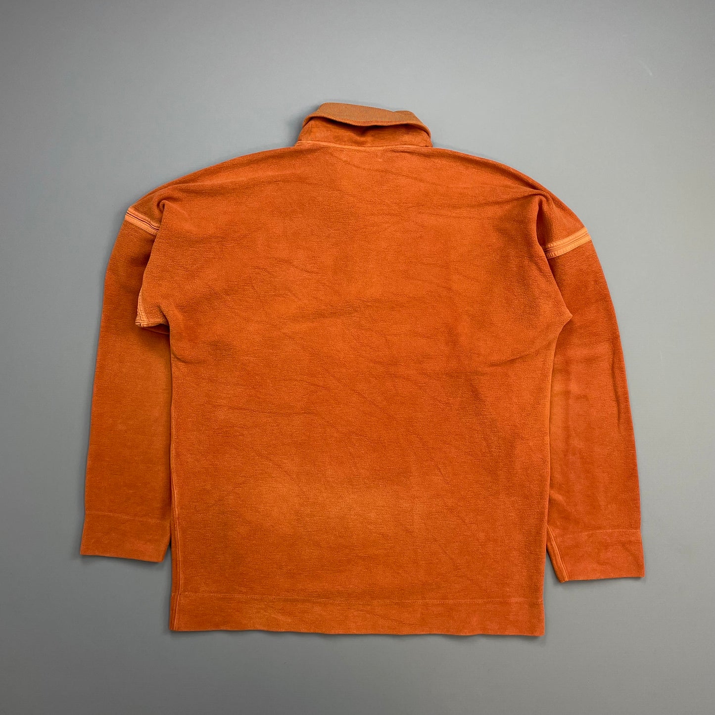 Stone Island Orange 80s Silver Button-Up Collared Spellout Jumper