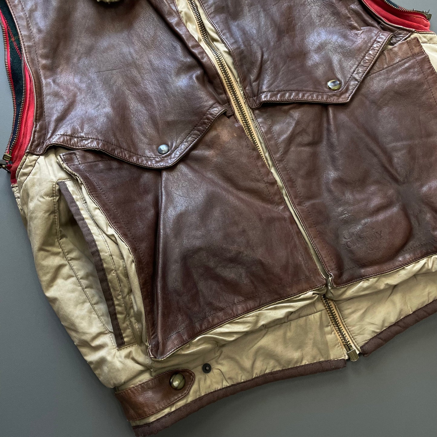 C.P. Company Brown 80s Dutch Police Shearling Leather Gilet