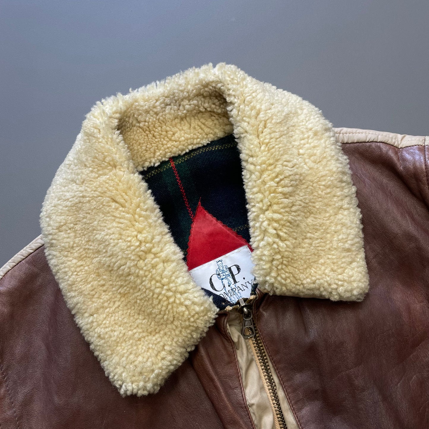 C.P. Company Brown 80s Dutch Police Shearling Leather Gilet