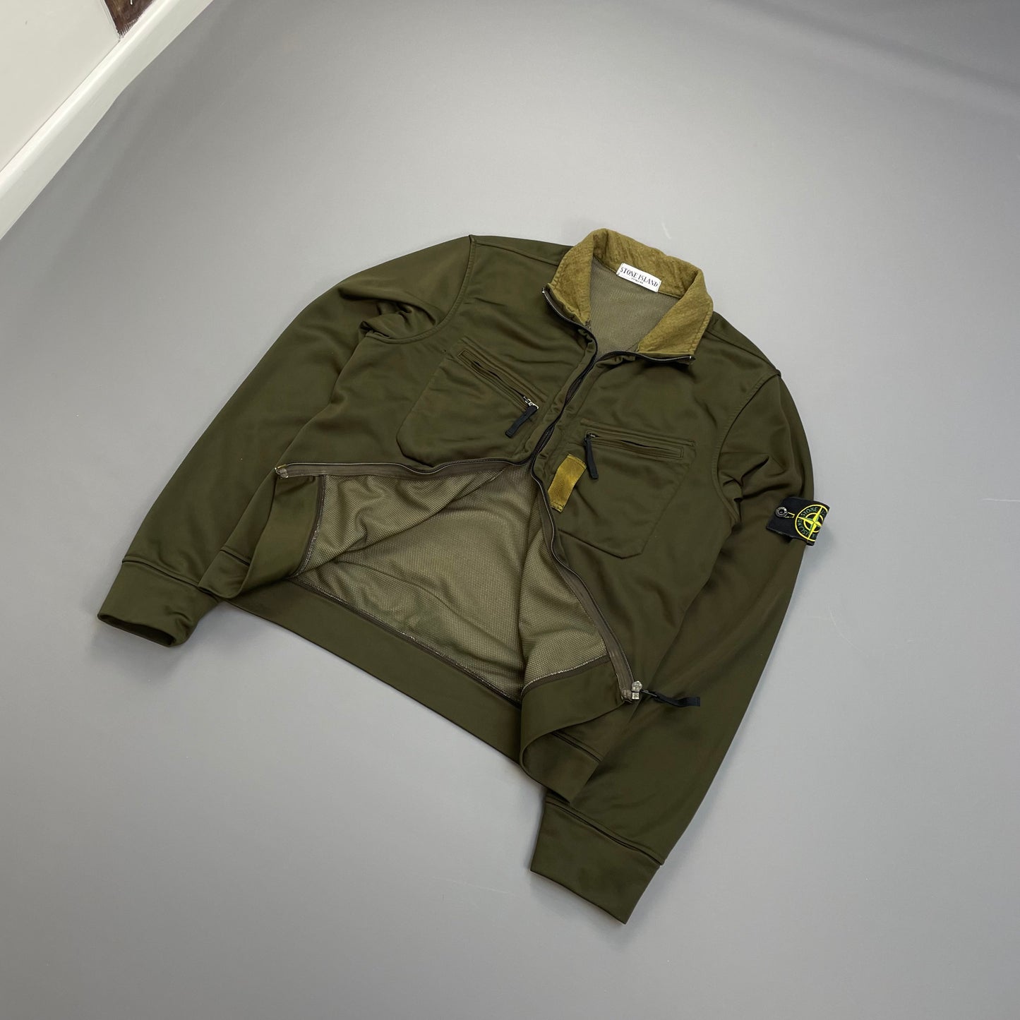 Stone Island Khaki AW07 Nylon Mesh-Lined Track Jacket