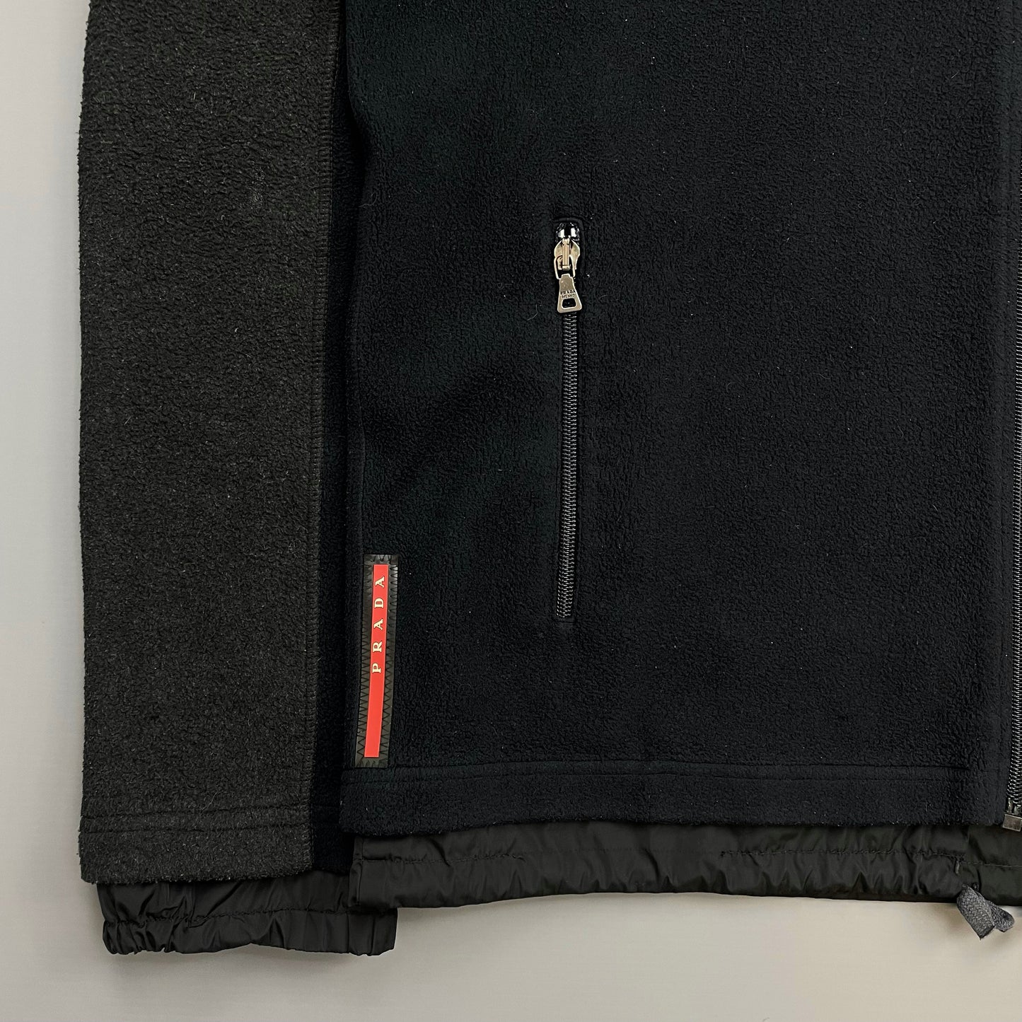 Prada Sport Black & Grey 00s Nylon & Fleece Hooded Jacket