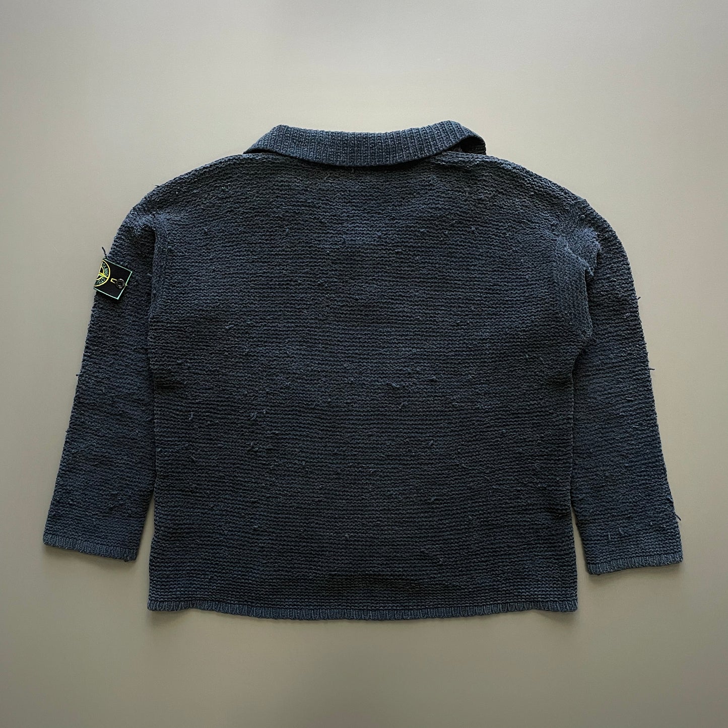 Stone Island Navy SS97 Collared Chenille Knit Jumper
