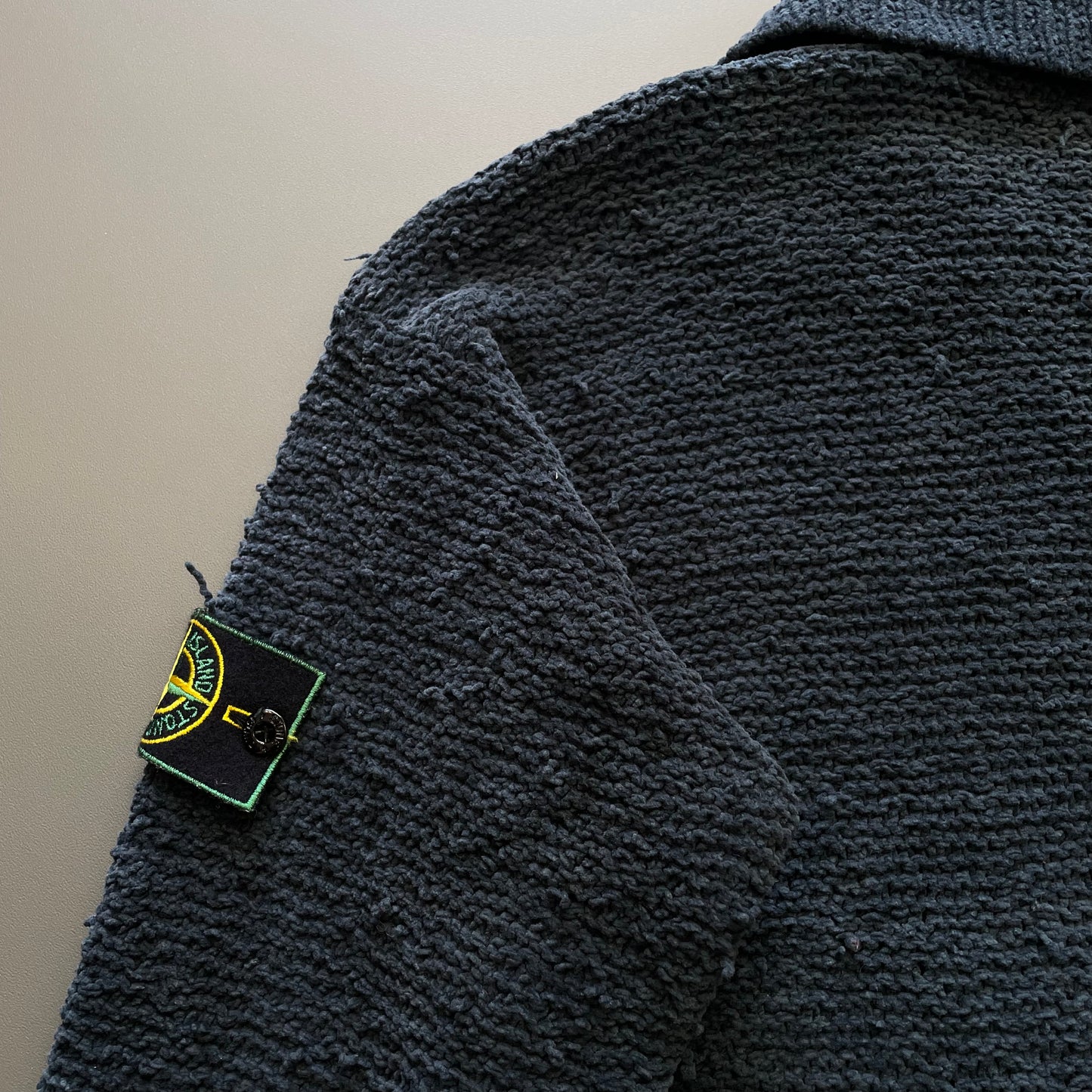 Stone Island Navy SS97 Collared Chenille Knit Jumper