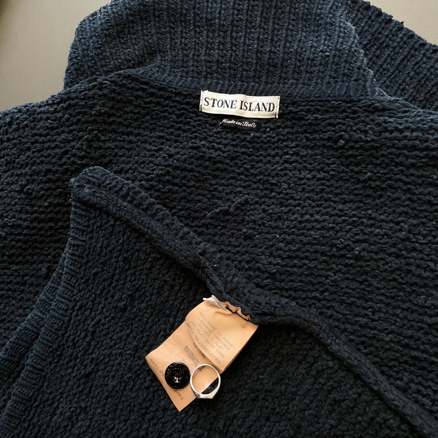 Stone Island Navy SS97 Collared Chenille Knit Jumper