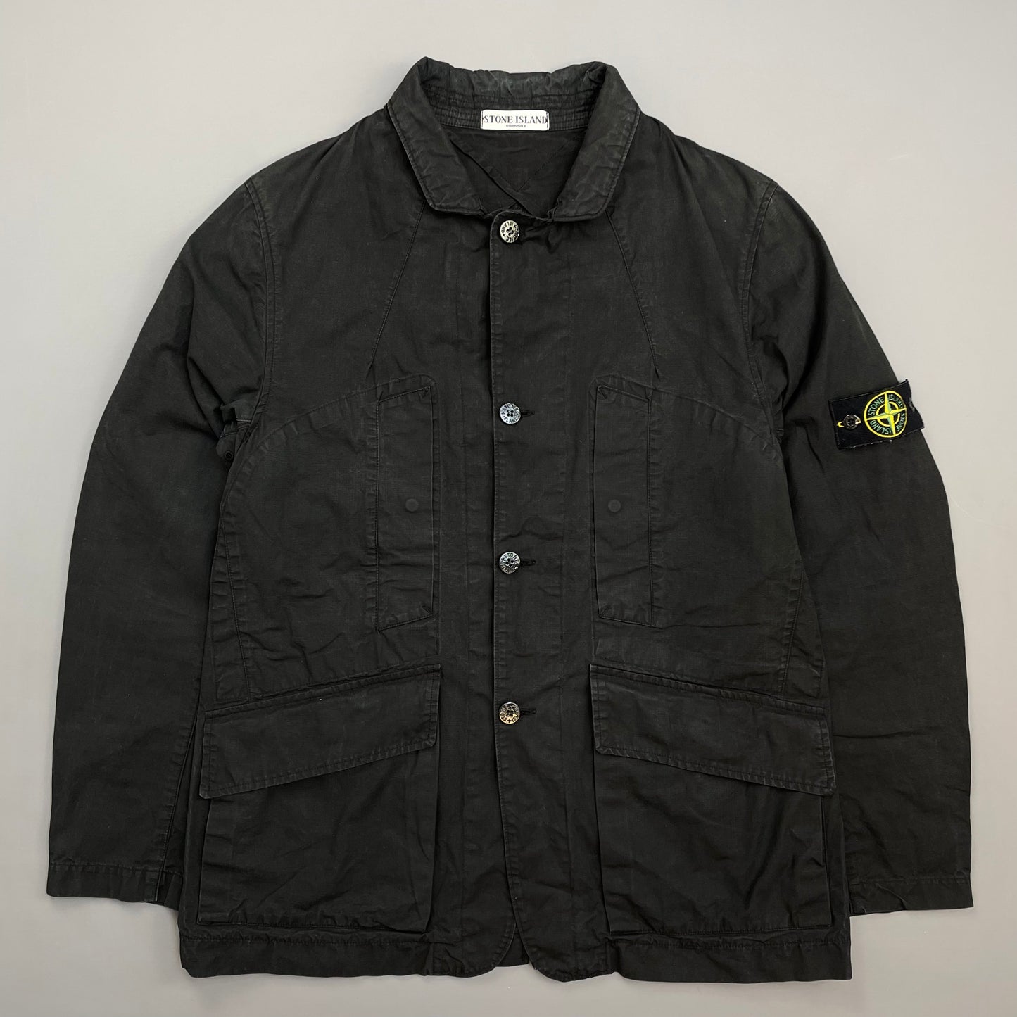 Stone Island Black SS07 Coated Cotton Canvas Button-Through Field Jacket