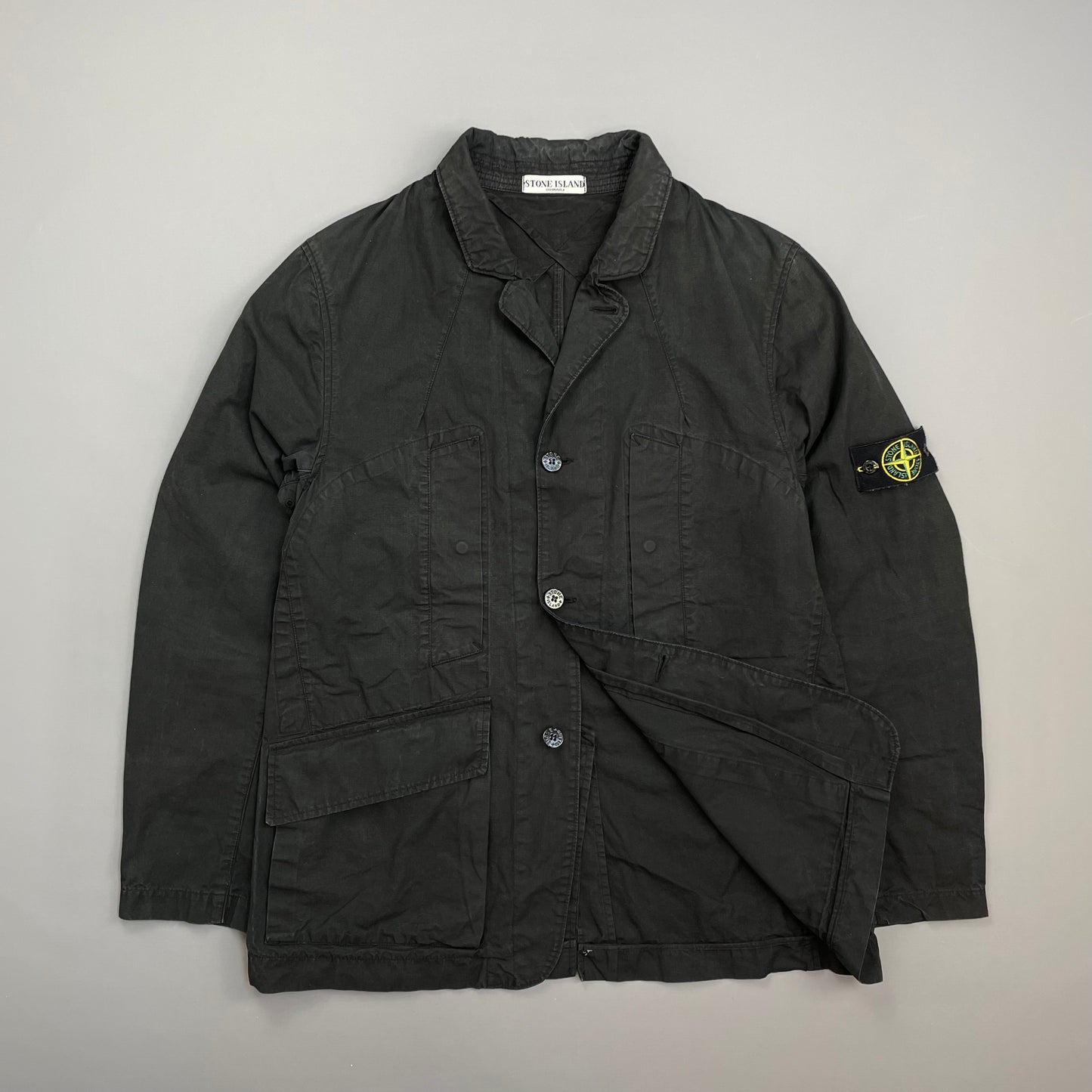 Stone Island Black SS07 Coated Cotton Canvas Button-Through Field Jacket