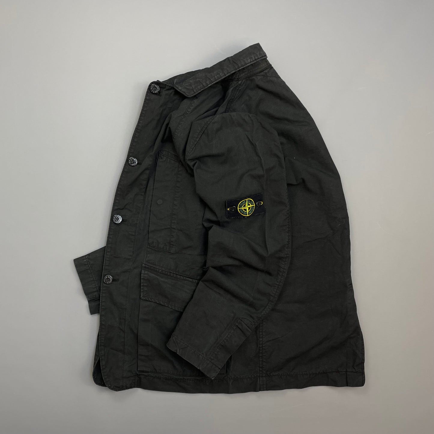 Stone Island Black SS07 Coated Cotton Canvas Button-Through Field Jacket