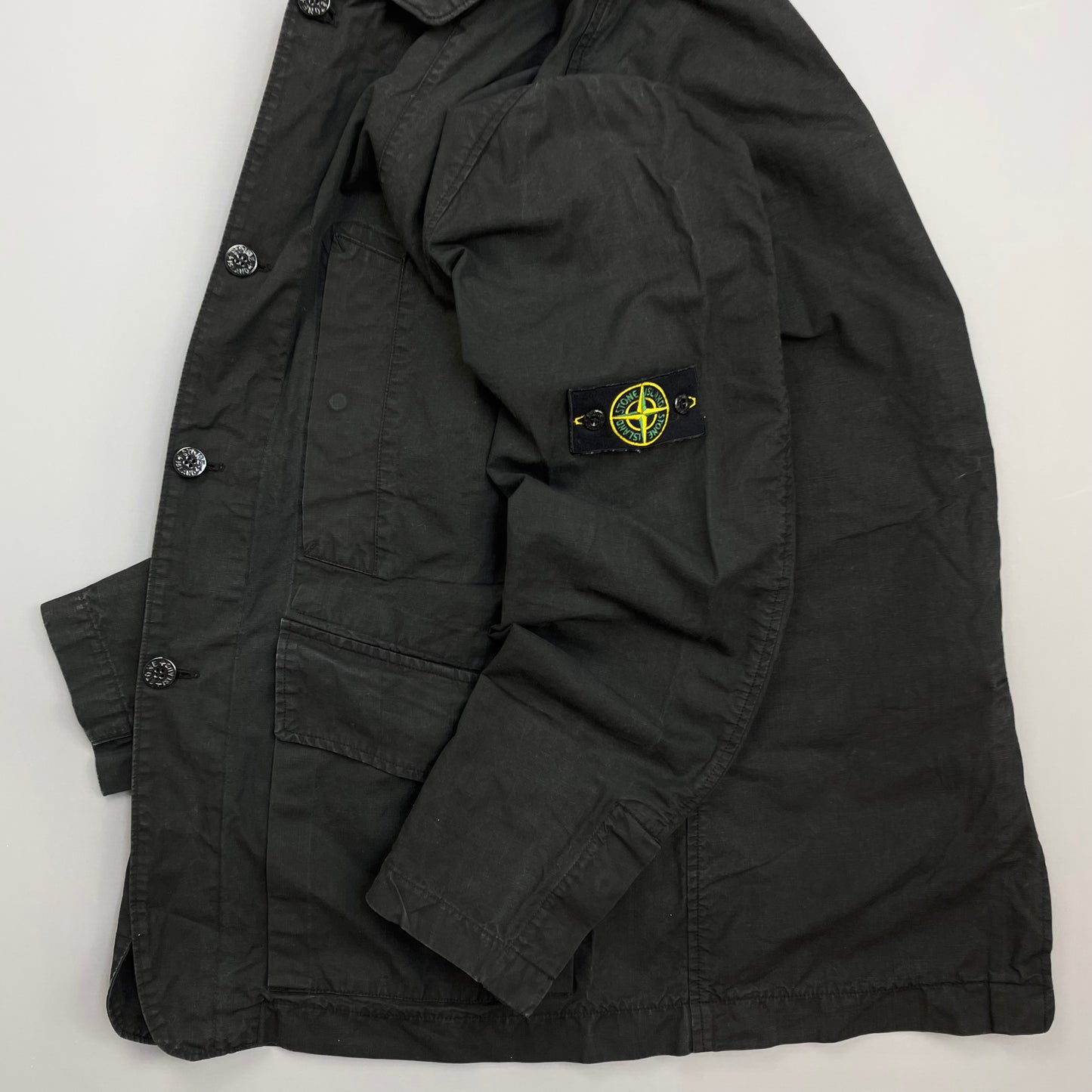 Stone Island Black SS07 Coated Cotton Canvas Button-Through Field Jacket