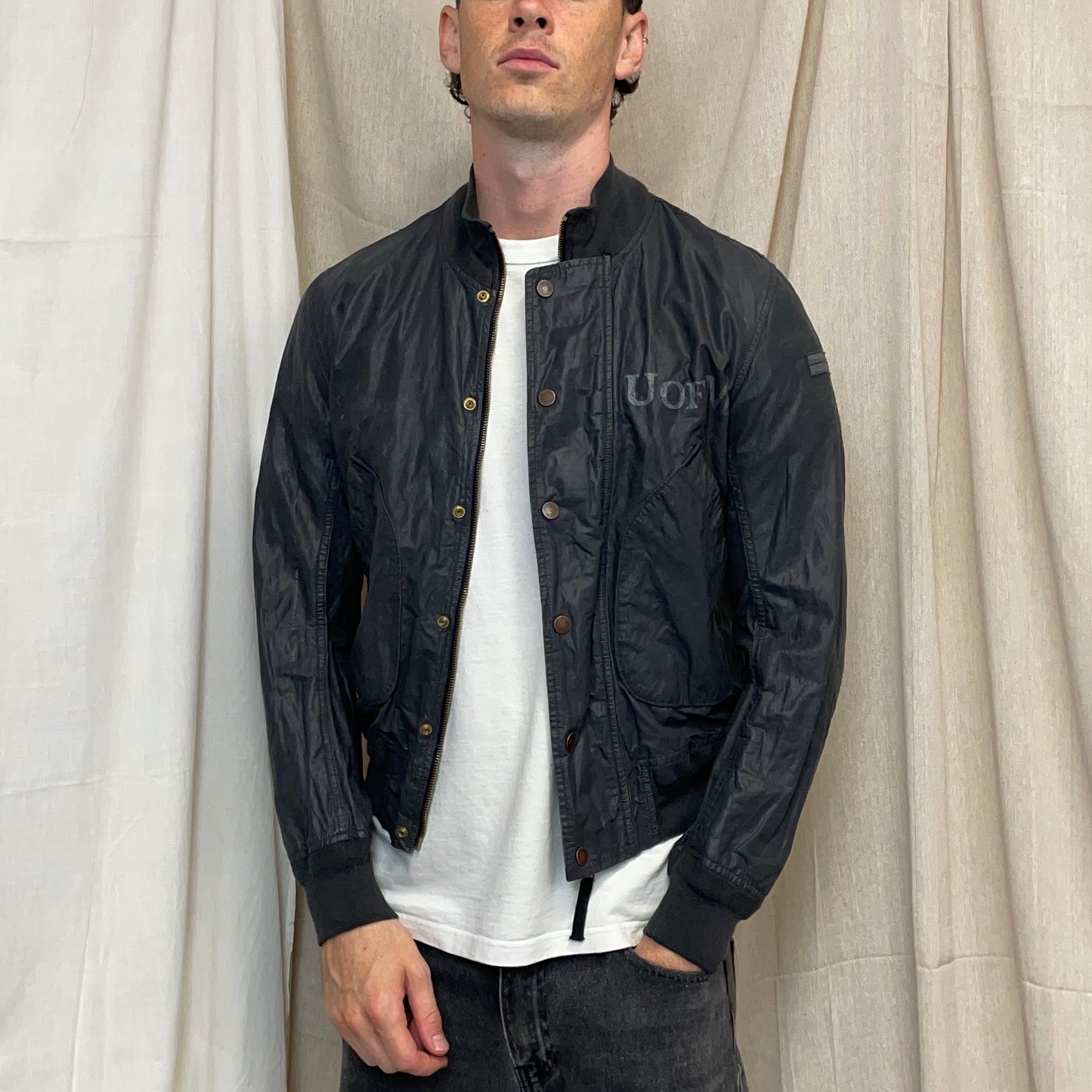 Stone Island Denims Grey SS08 Metal & Nylon Bomber Jacket