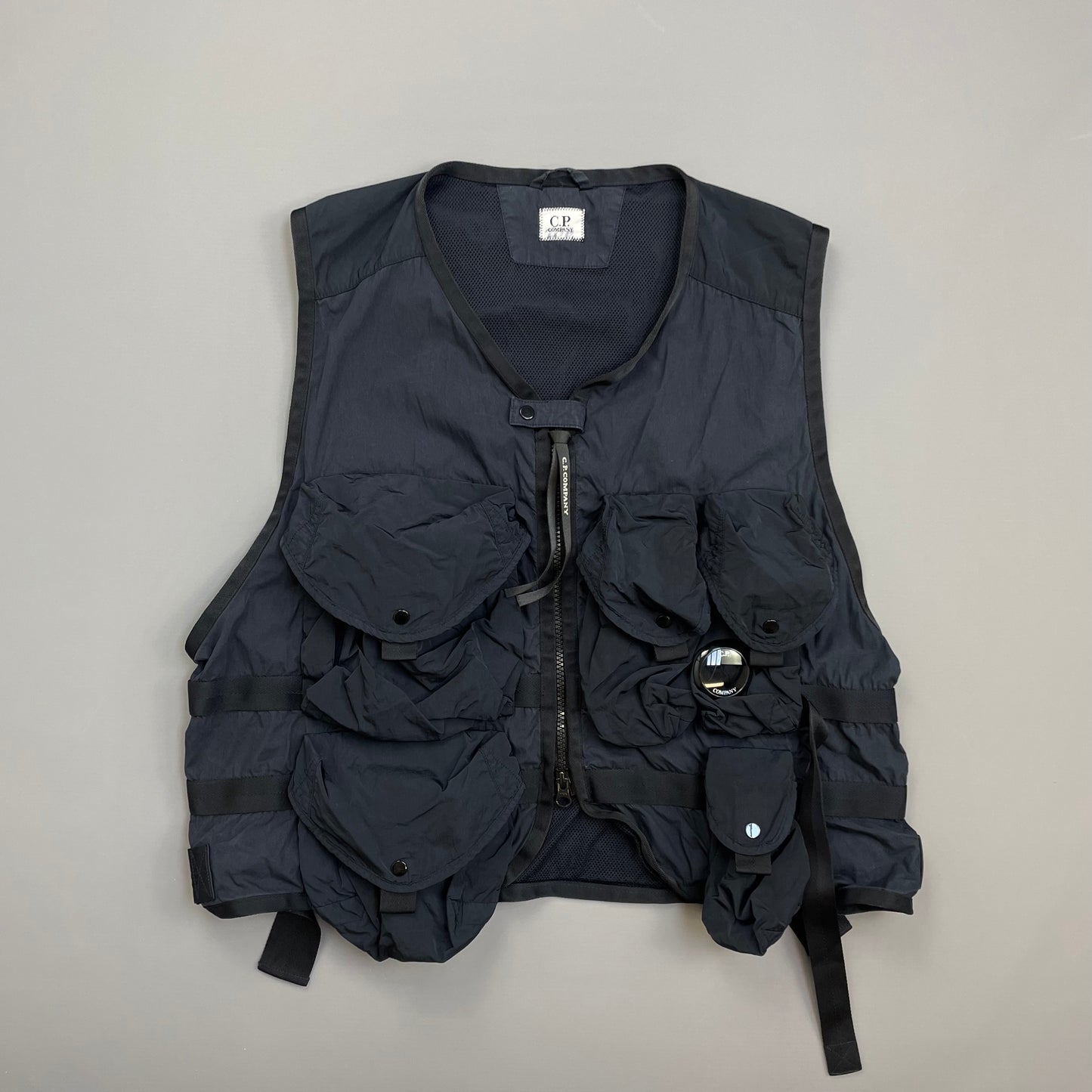 C.P. Company Navy 50 Fili Garment Dyed Tactical Utility Gilet Vest