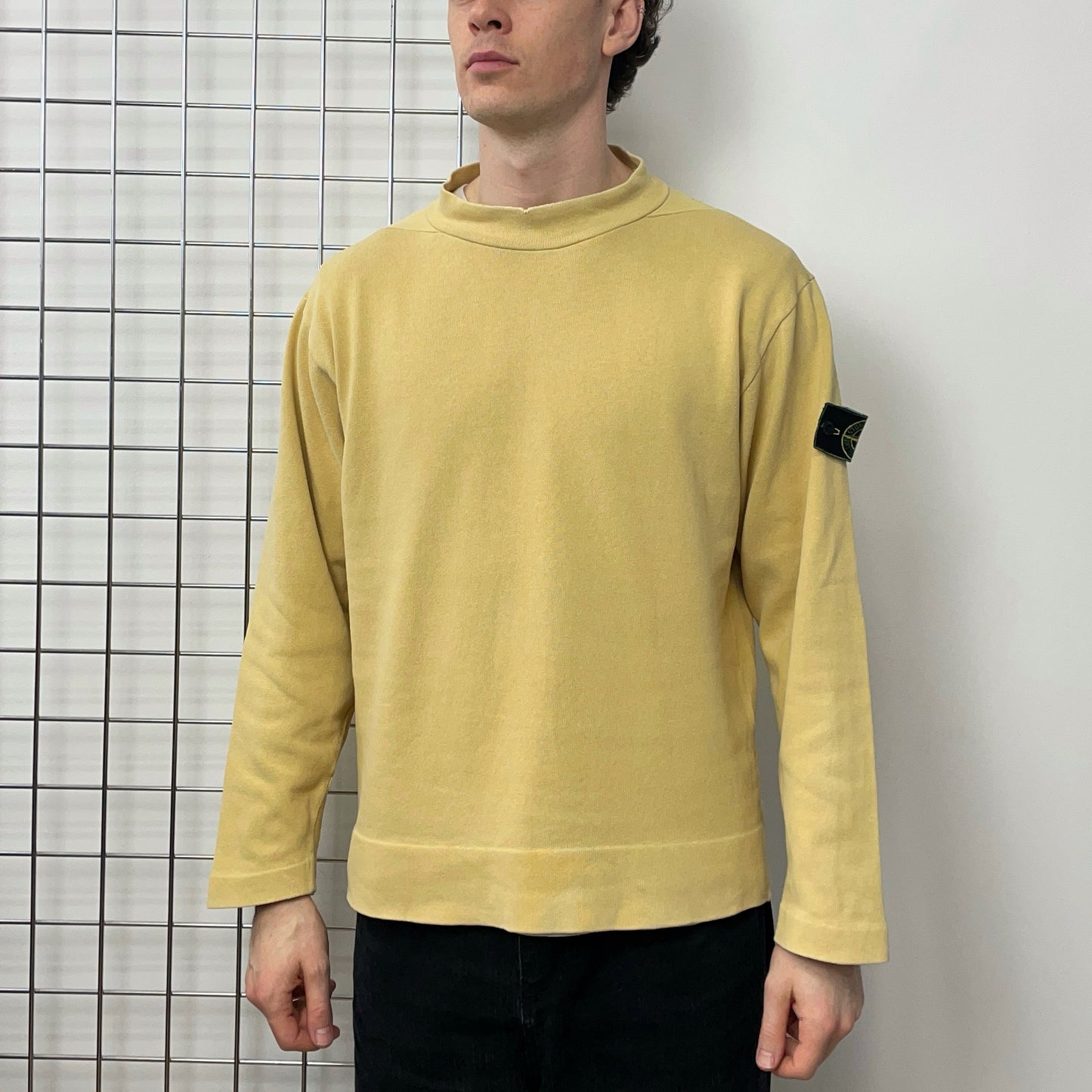 Stone Island Yellow AW97 High-Collar Green Edge Badge Jumper