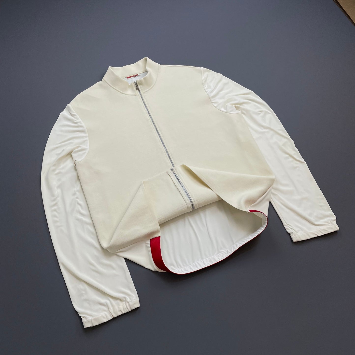 Prada Sport Cream & White SS00 Lightweight Zip-Through Nylon Panelled Jacket
