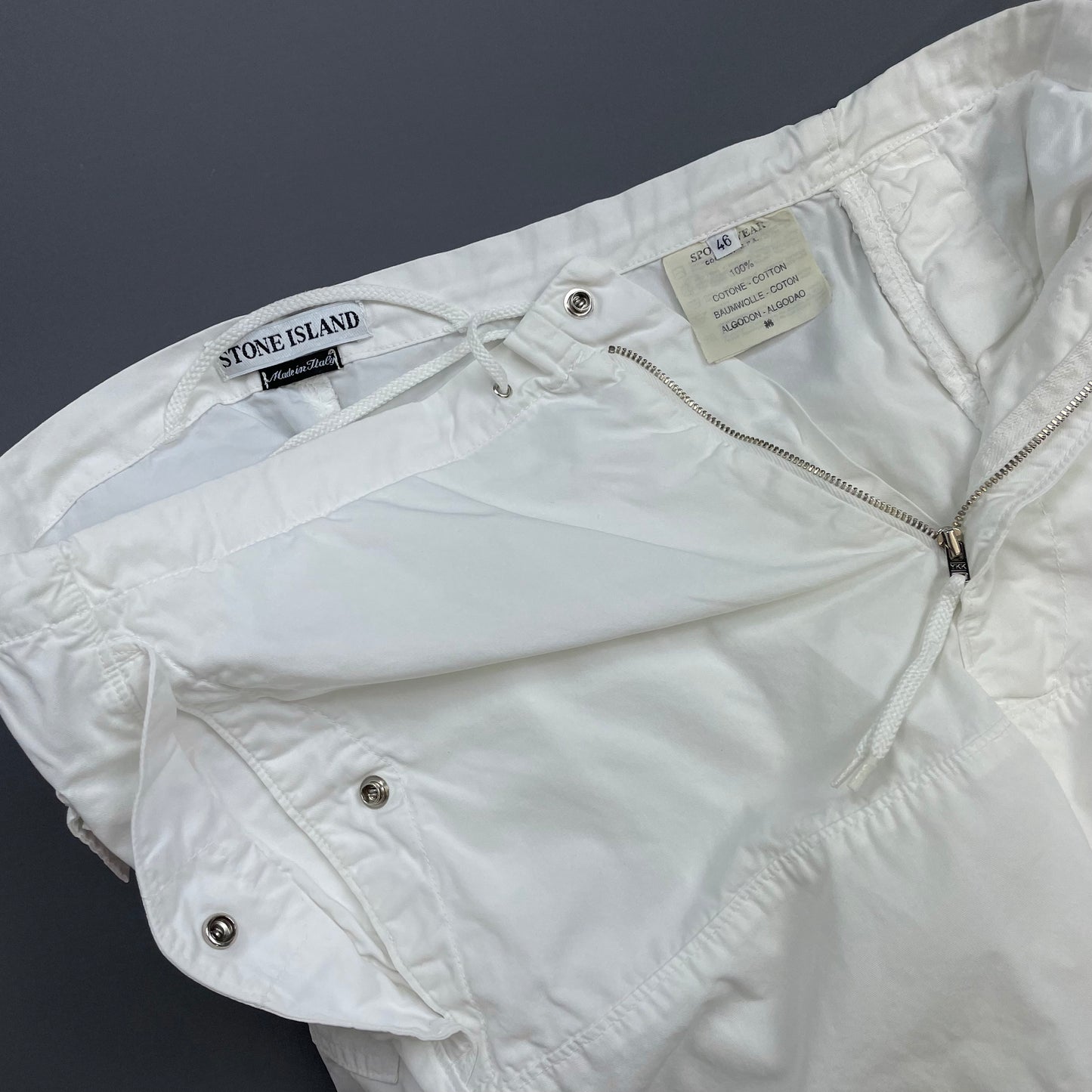 Stone Island White SS00 Cotton Shell Trousers