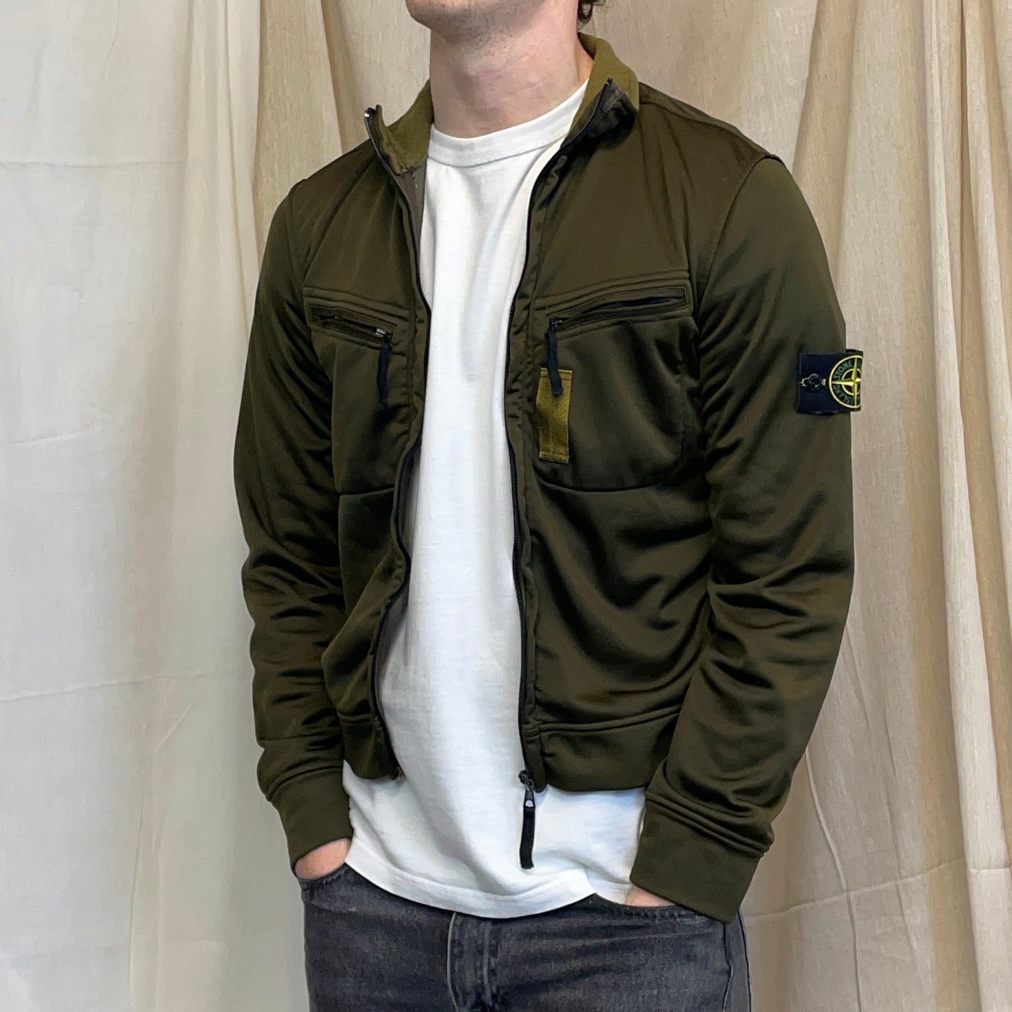 Stone Island Khaki AW07 Nylon Mesh-Lined Track Jacket