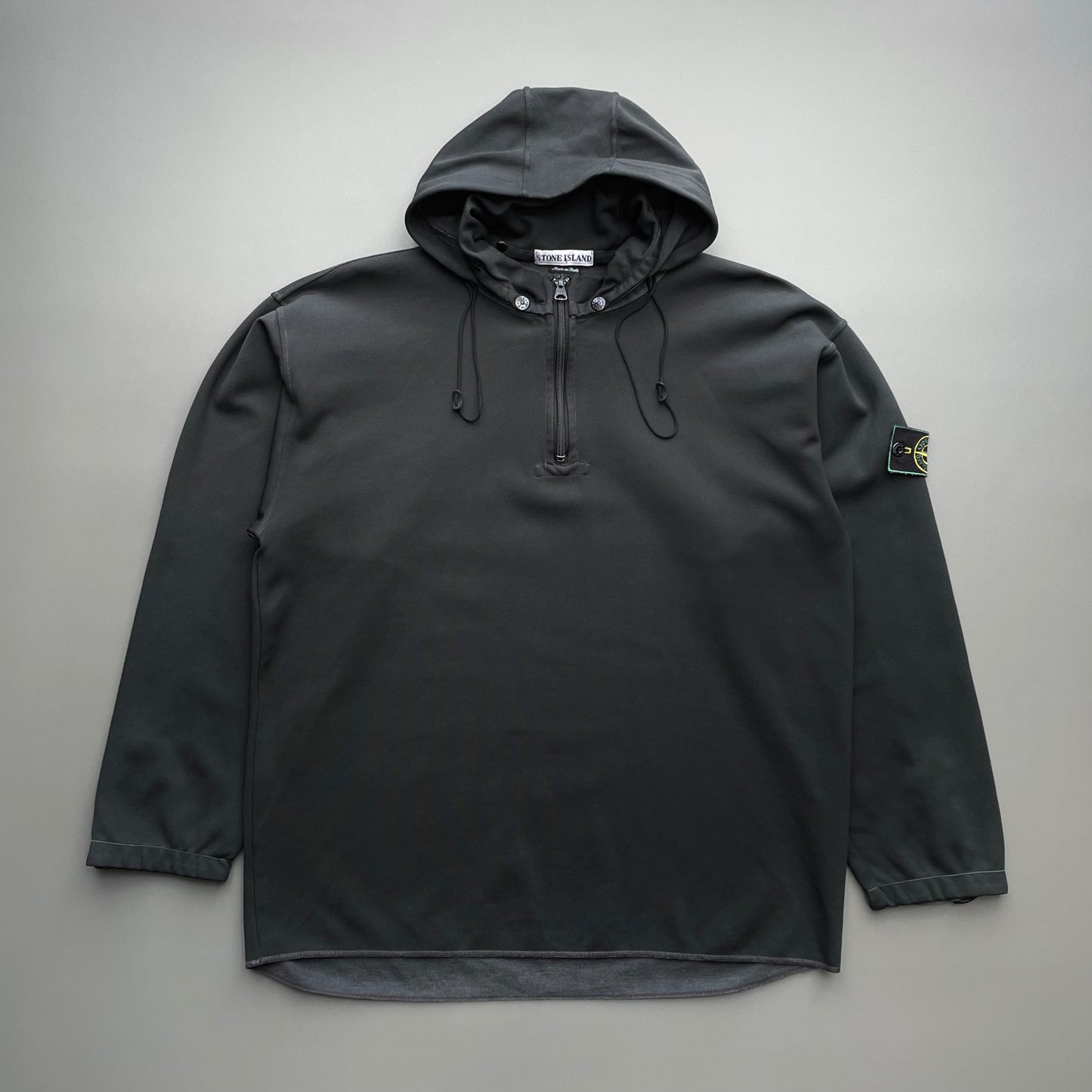 Stone Island Dark Grey AW96 Nylon Green Edge Badge Technical Hooded Smock
