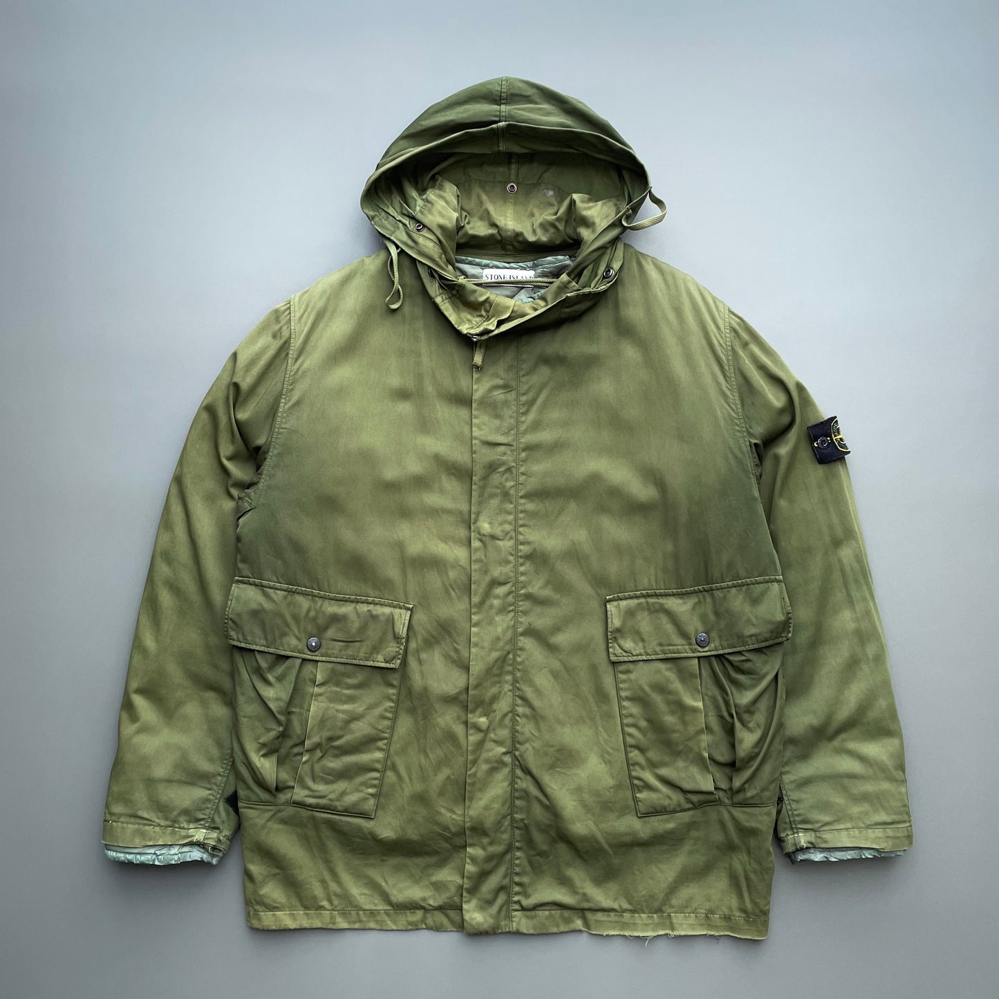 Stone Island Green AW01 Raso Gommato Dutch Rope Liner Overcoat