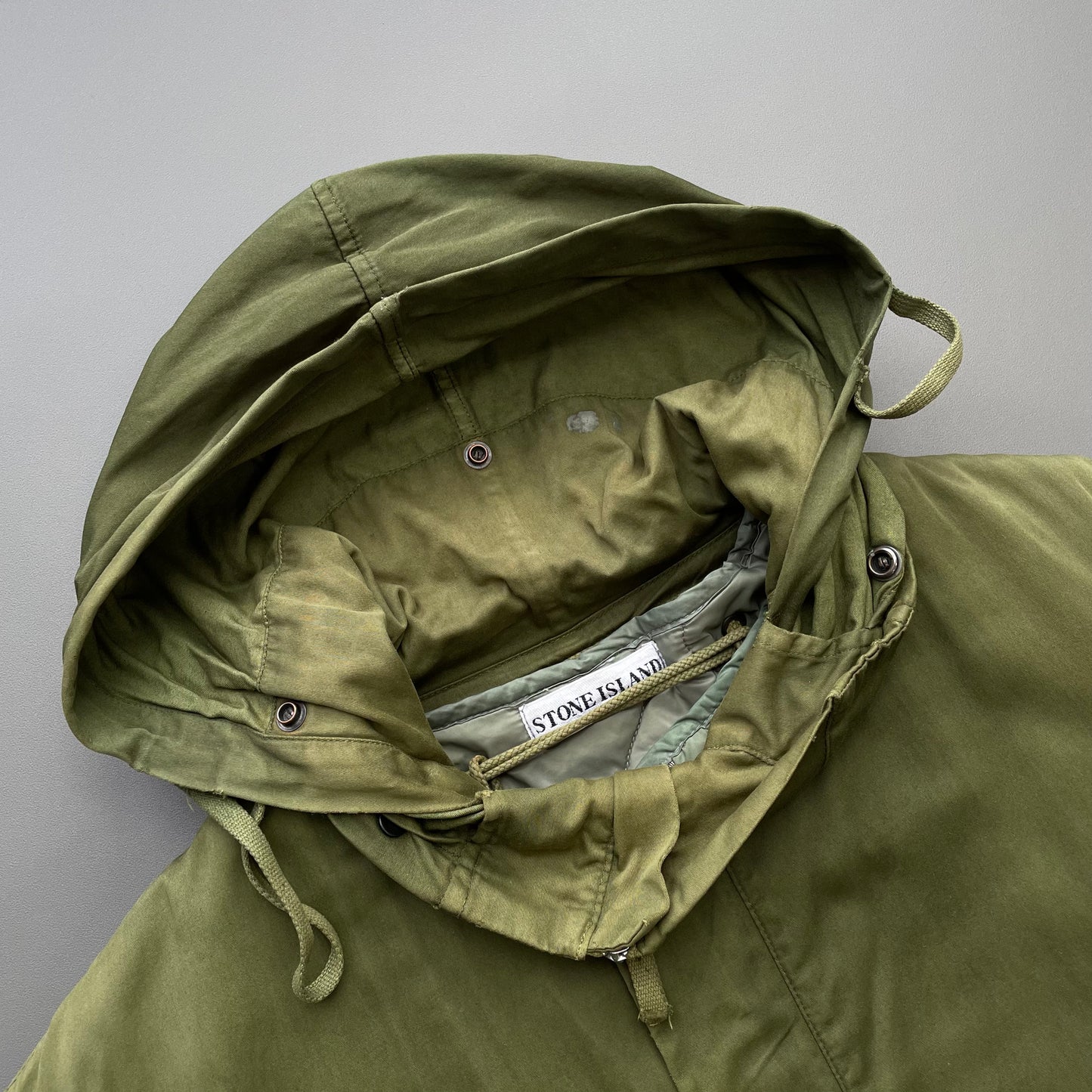 Stone Island Green AW01 Raso Gommato Dutch Rope Liner Overcoat