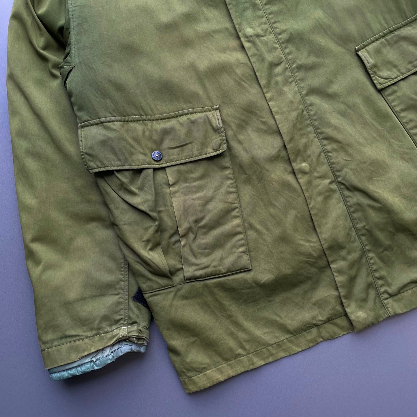 Stone Island Green AW01 Raso Gommato Dutch Rope Liner Overcoat