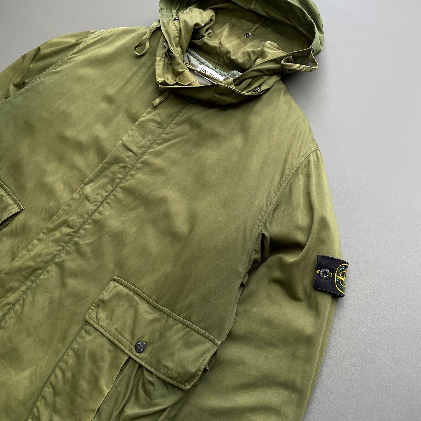 Stone Island Green AW01 Raso Gommato Dutch Rope Liner Overcoat