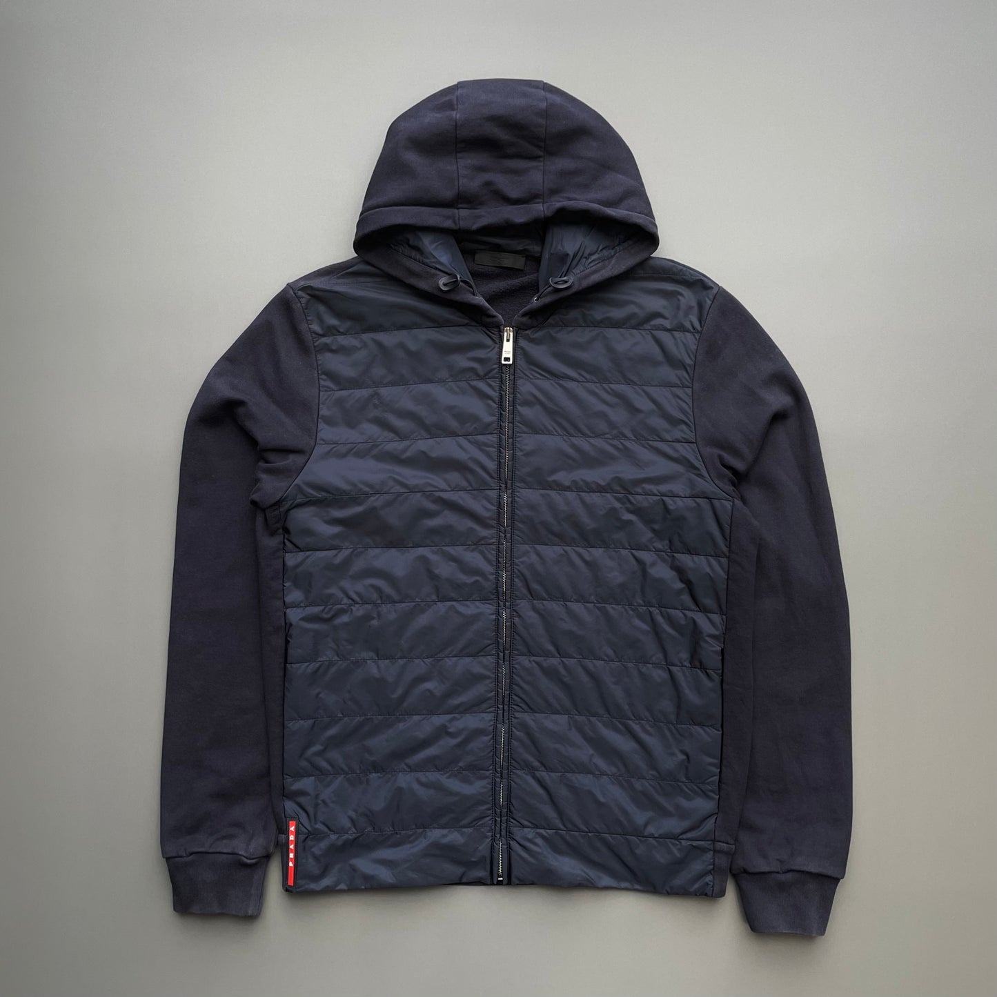 Prada Sport Navy 2016 Padded Hybrid Hooded Jacket