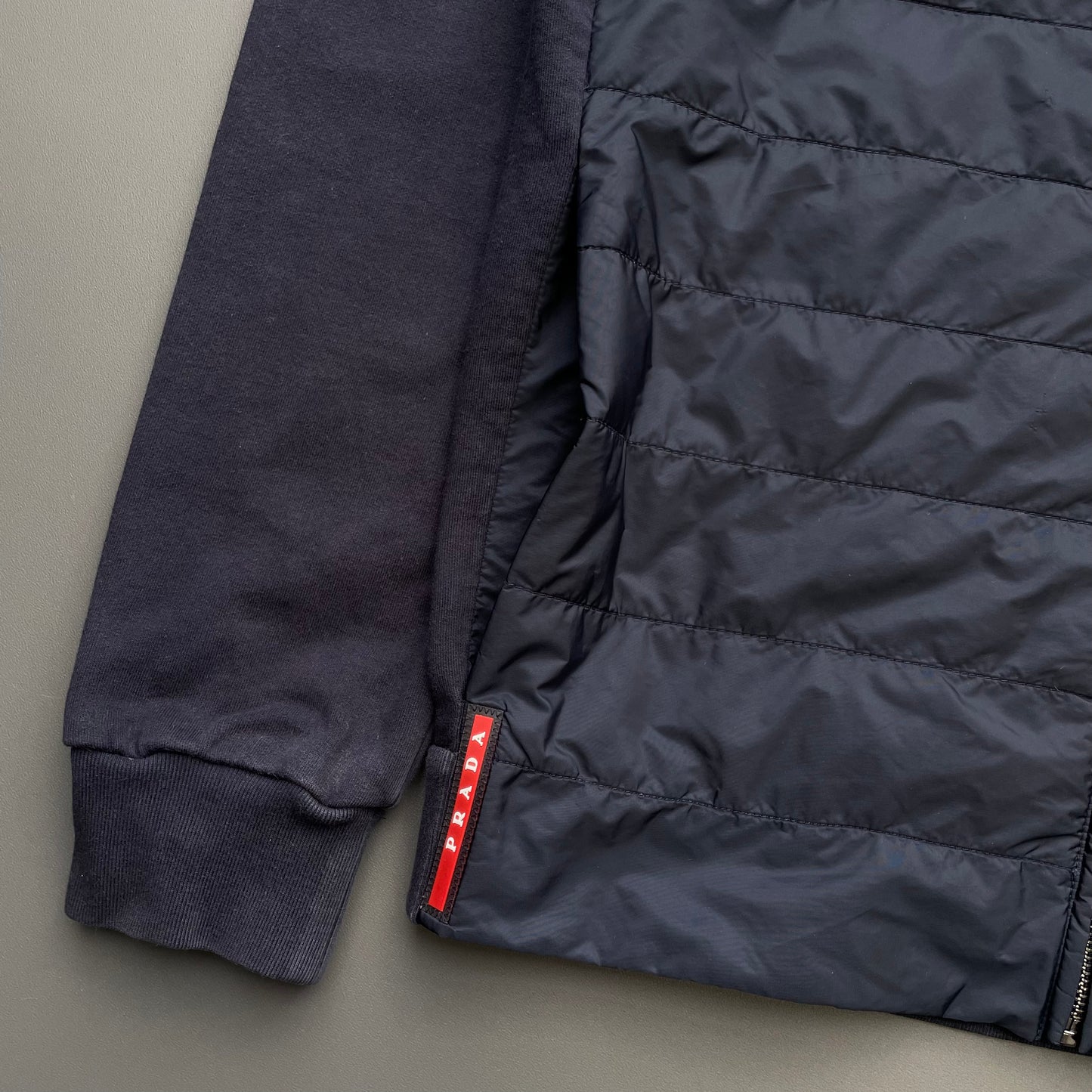 Prada Sport Navy 2016 Padded Hybrid Hooded Jacket