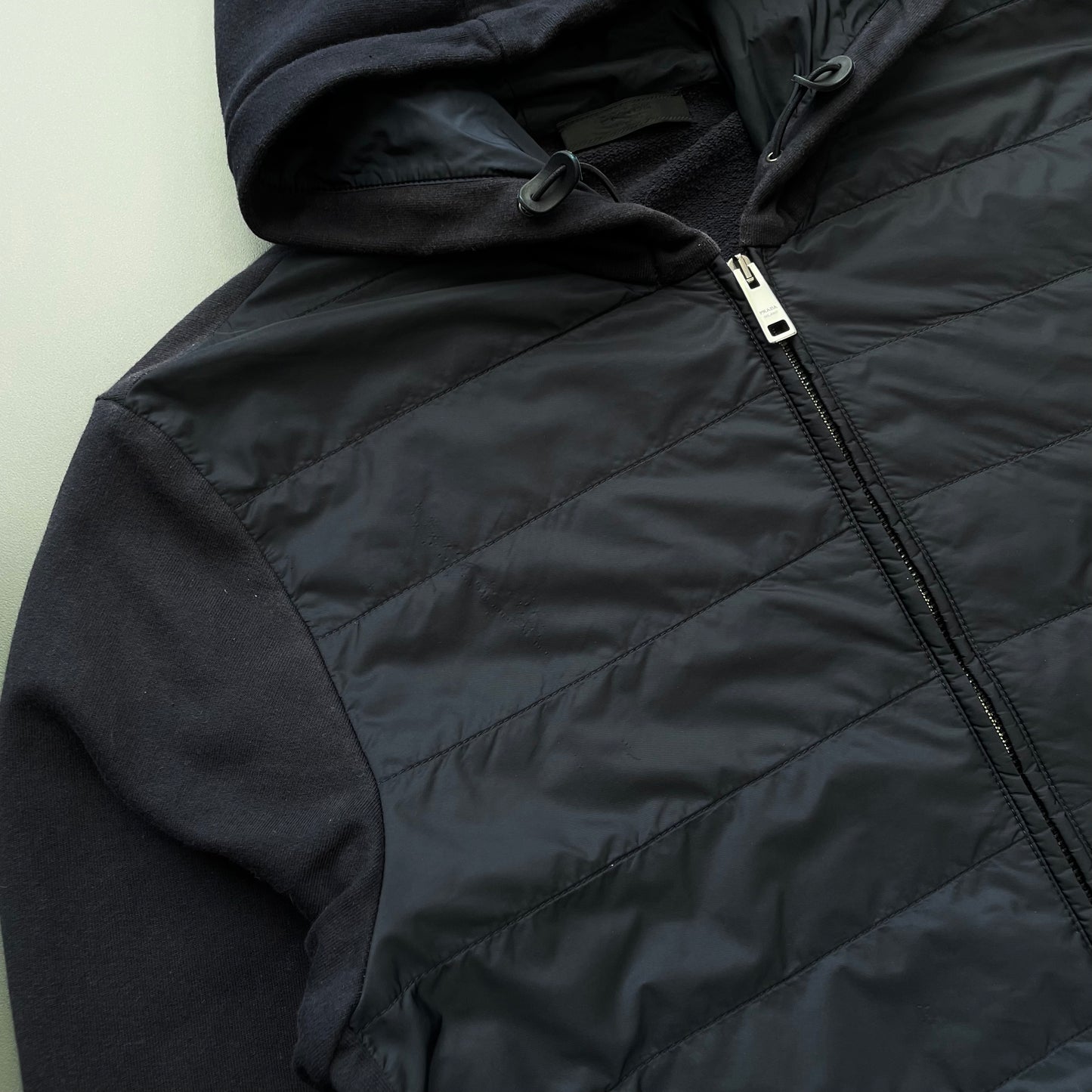 Prada Sport Navy 2016 Padded Hybrid Hooded Jacket