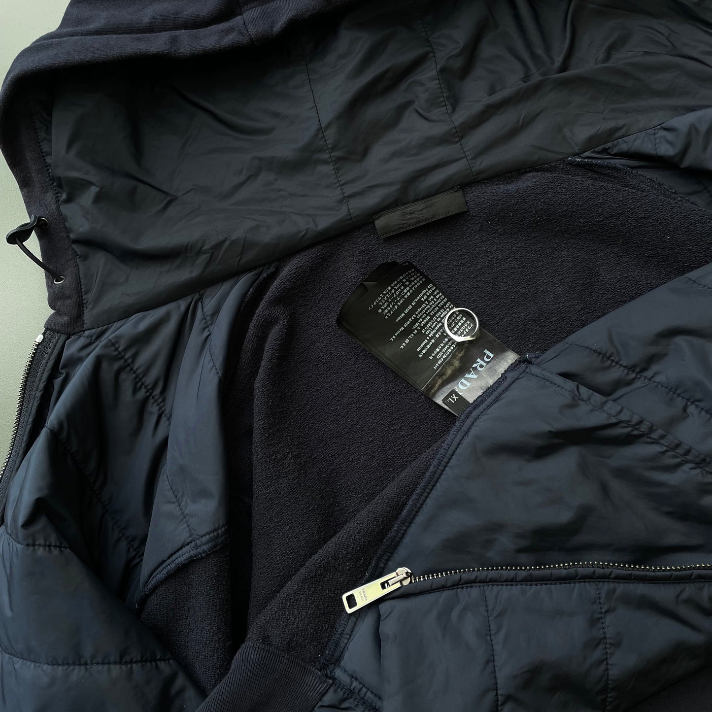 Prada Sport Navy 2016 Padded Hybrid Hooded Jacket