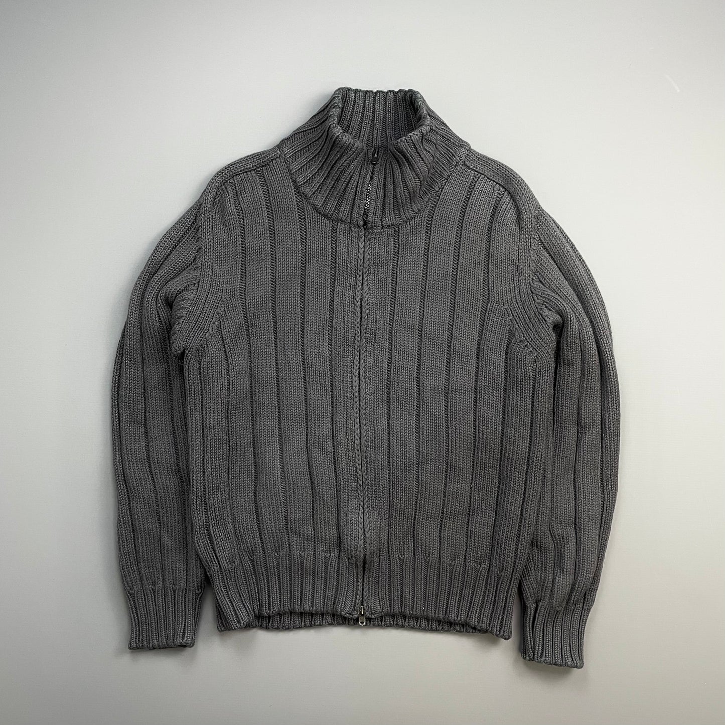 C.P. Company Dark Grey AW02 Chunky Wool Knit Cardigan Jacket